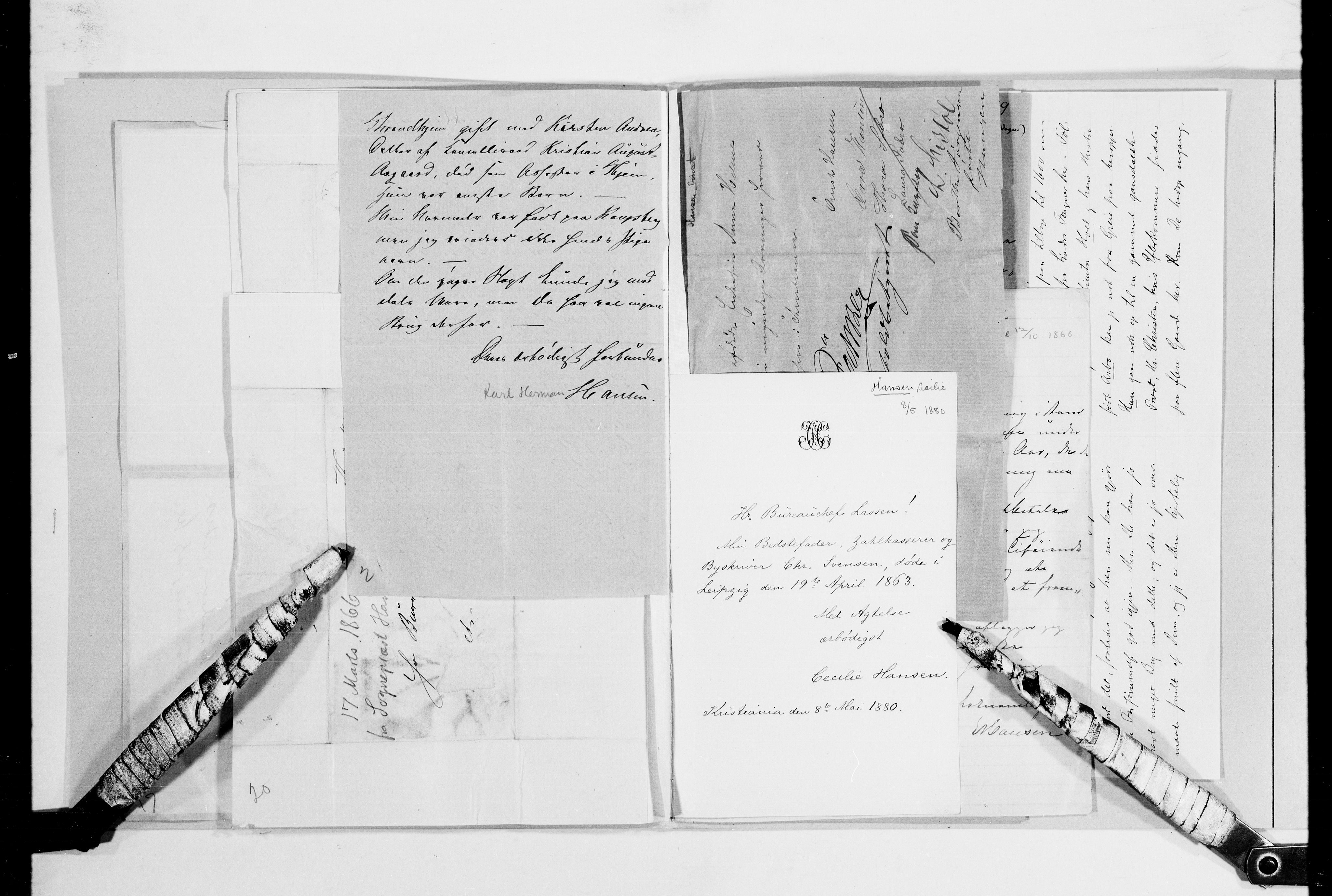 Lassens samlinger, AV/RA-PA-0051/G/L0098: Alfabetisk ordnede brev til Wilhelm Lassen: Hagemann - Jørgensen, 1815-1907, p. 33