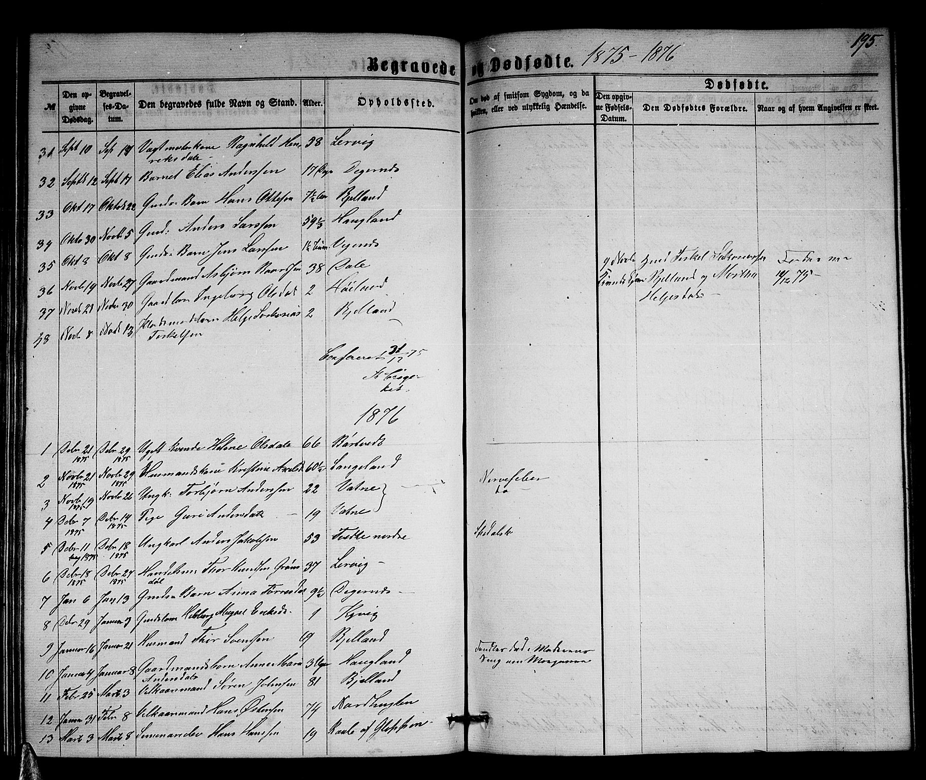 Stord sokneprestembete, SAB/A-78201/H/Hab: Parish register (copy) no. A 1, 1864-1878, p. 195