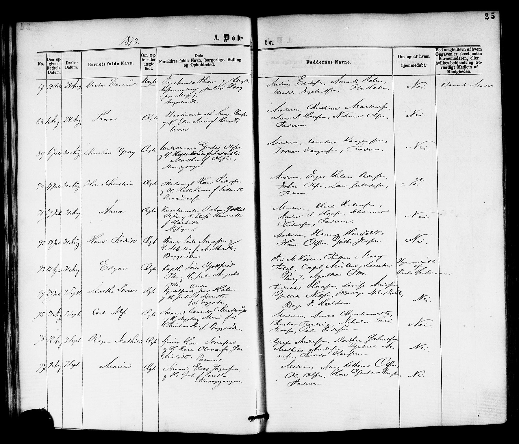 Horten kirkebøker, AV/SAKO-A-348/F/Fa/L0002: Parish register (official) no. 2, 1872-1877, p. 25