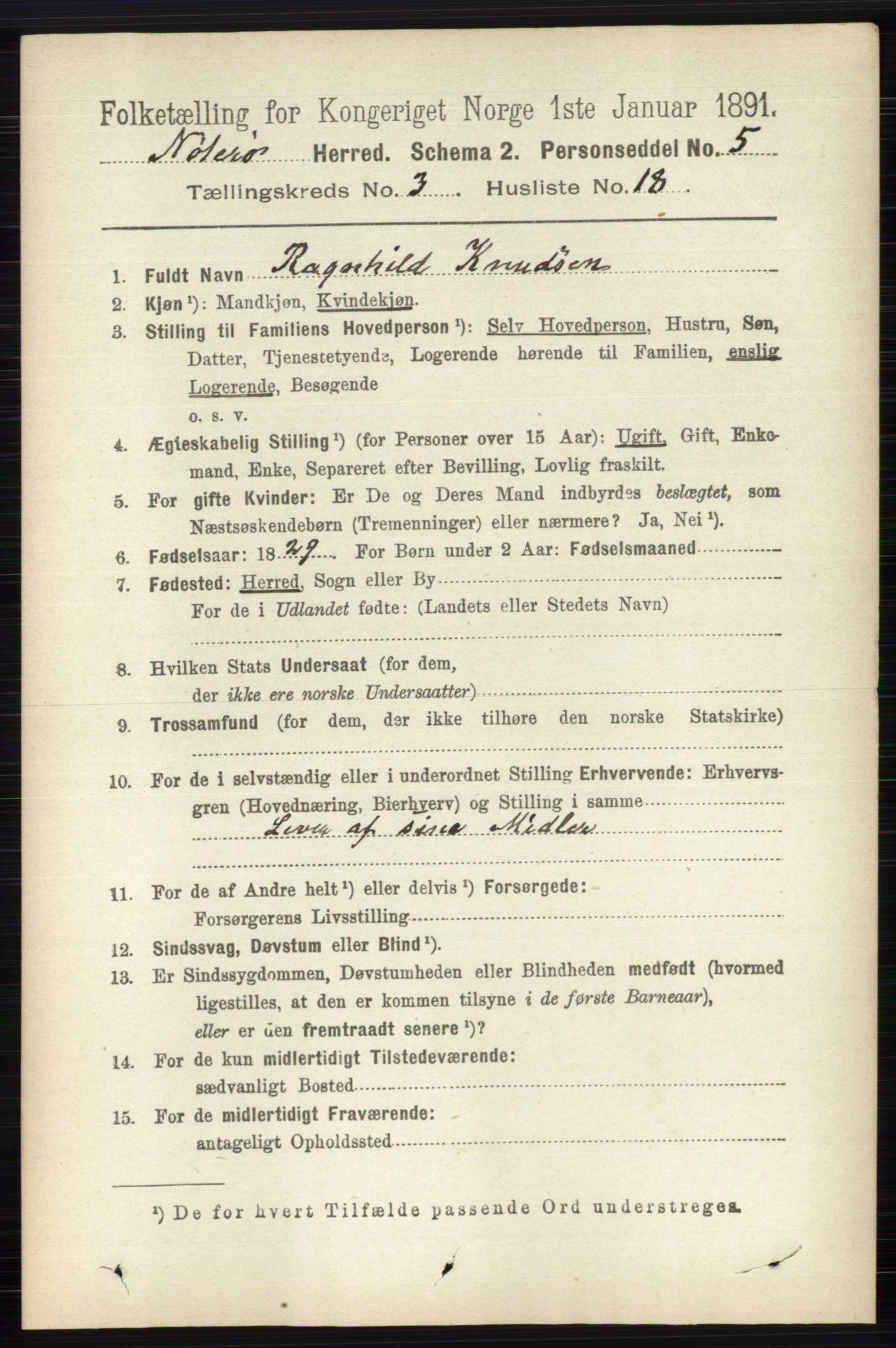 RA, 1891 census for 0722 Nøtterøy, 1891, p. 1652