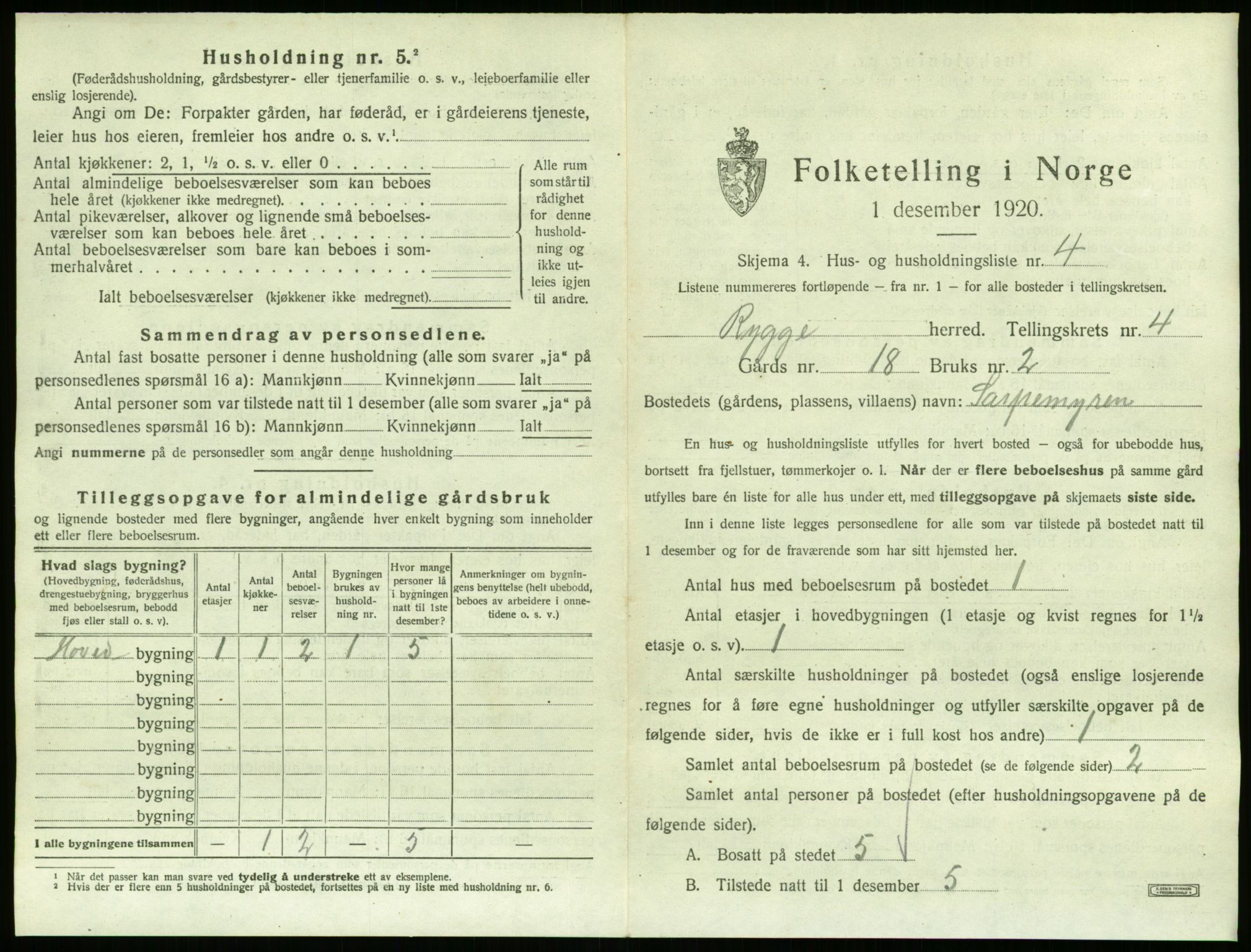 SAO, 1920 census for Rygge, 1920, p. 11113