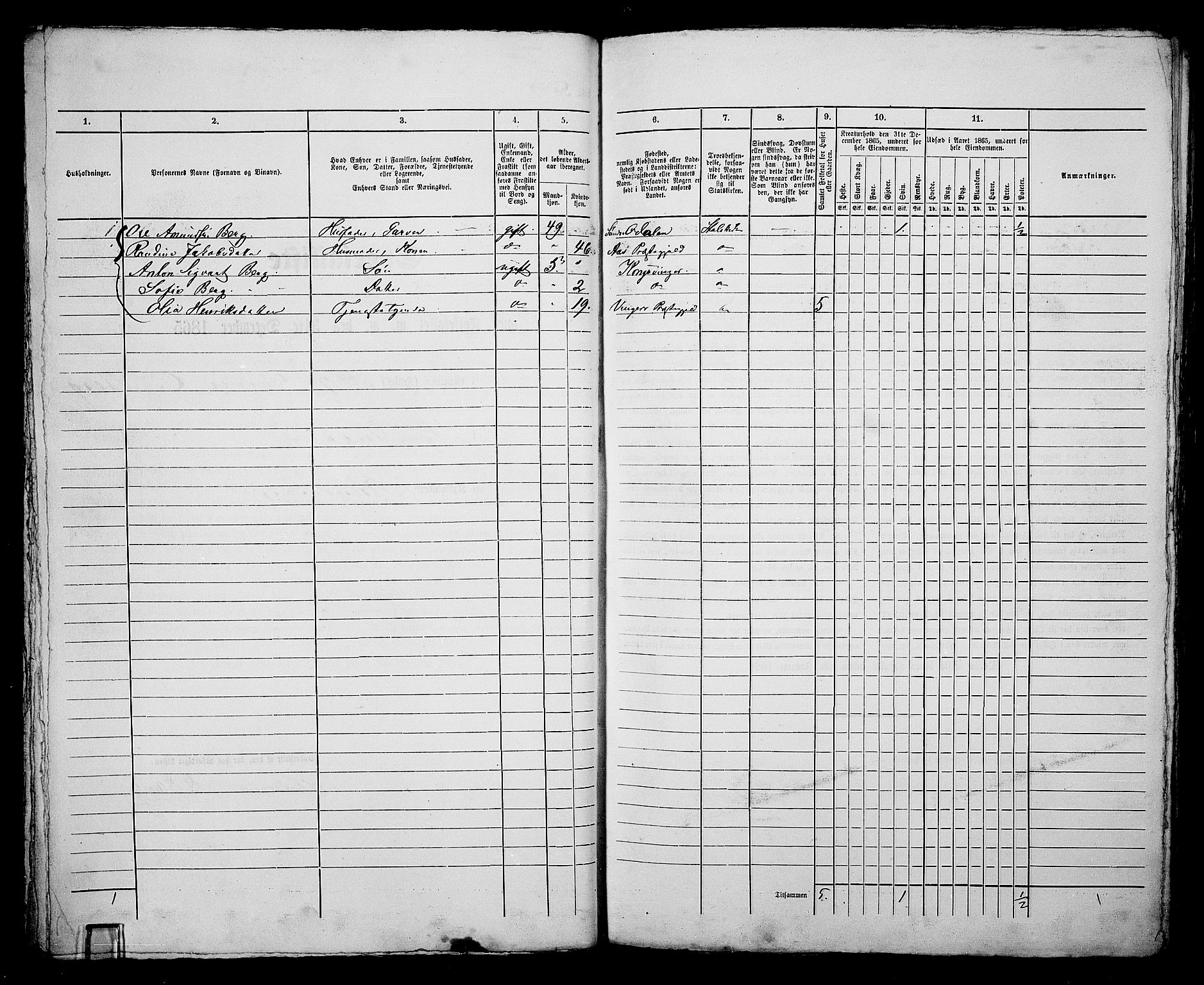 RA, 1865 census for Vinger/Kongsvinger, 1865, p. 75