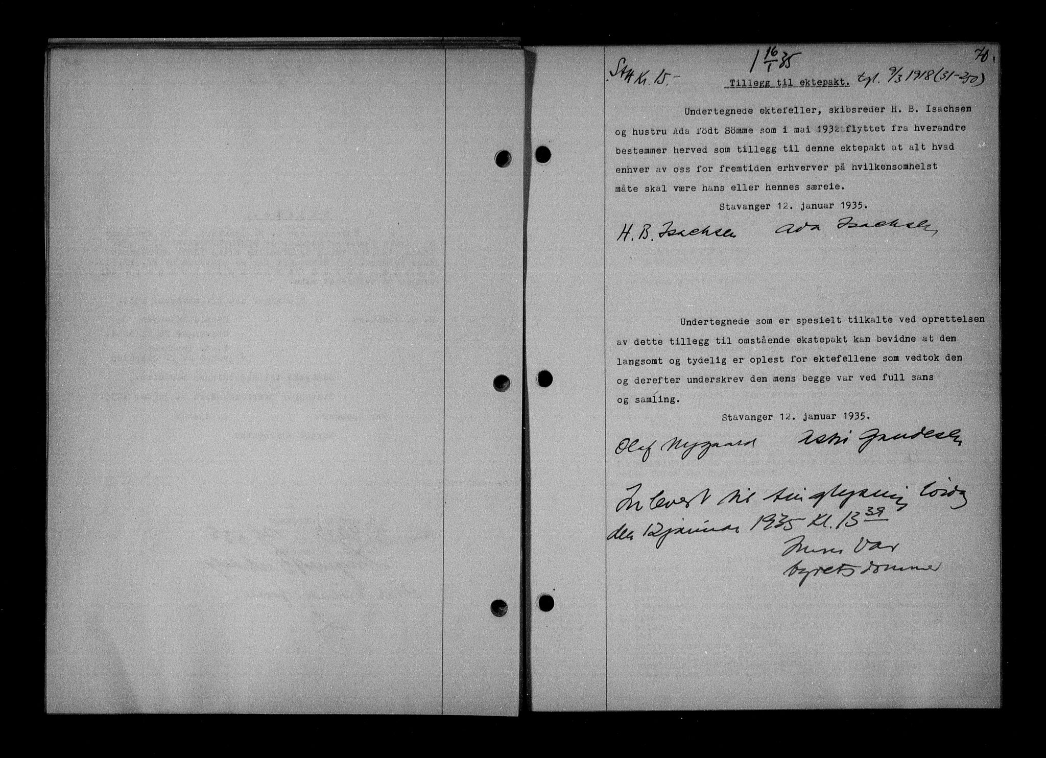 Stavanger byrett, SAST/A-100455/001/4/41/410BB/L0008: Mortgage book no. 58, 1934-1935, Deed date: 16.01.1935