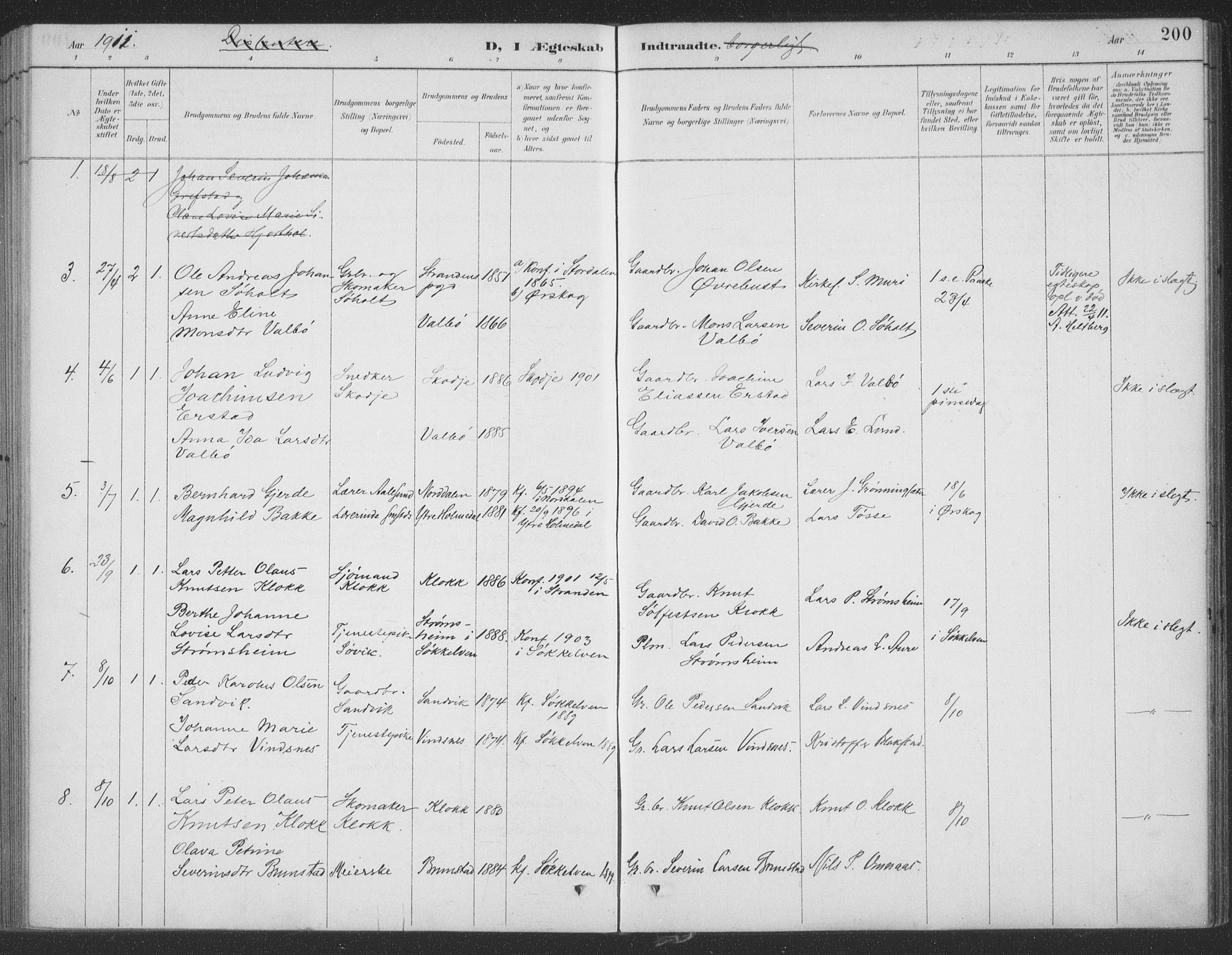 Ministerialprotokoller, klokkerbøker og fødselsregistre - Møre og Romsdal, SAT/A-1454/522/L0316: Parish register (official) no. 522A11, 1890-1911, p. 200
