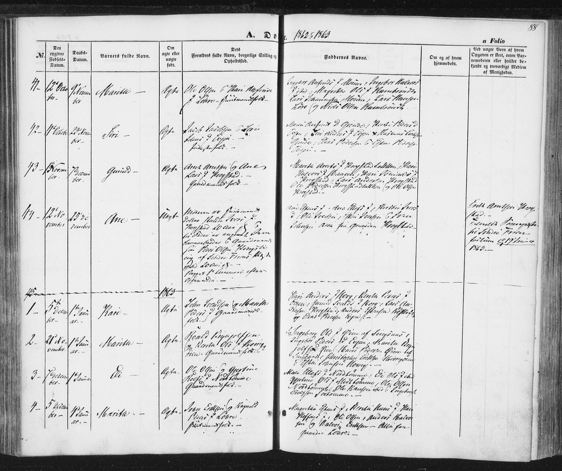 Ministerialprotokoller, klokkerbøker og fødselsregistre - Sør-Trøndelag, SAT/A-1456/692/L1103: Parish register (official) no. 692A03, 1849-1870, p. 88
