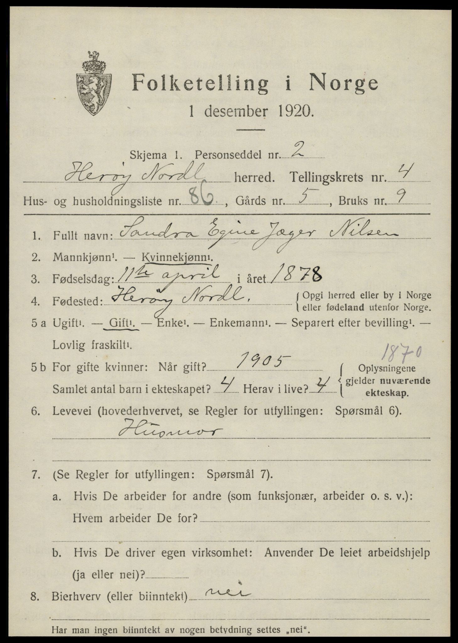 SAT, 1920 census for Herøy, 1920, p. 3416