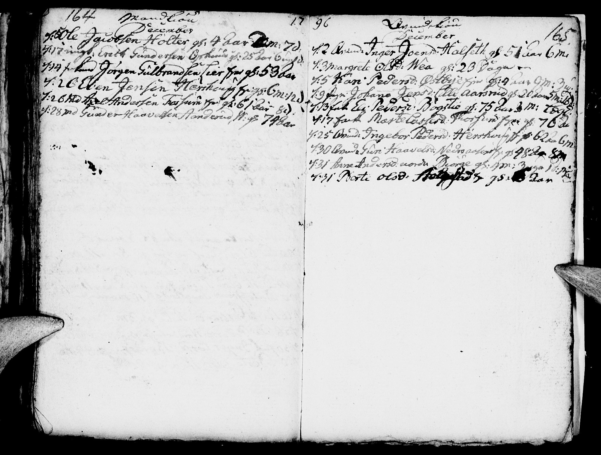 Ringsaker prestekontor, SAH/PREST-014/I/Ia/L0005/0006: Parish register draft no. 1F, 1793-1796, p. 164-165