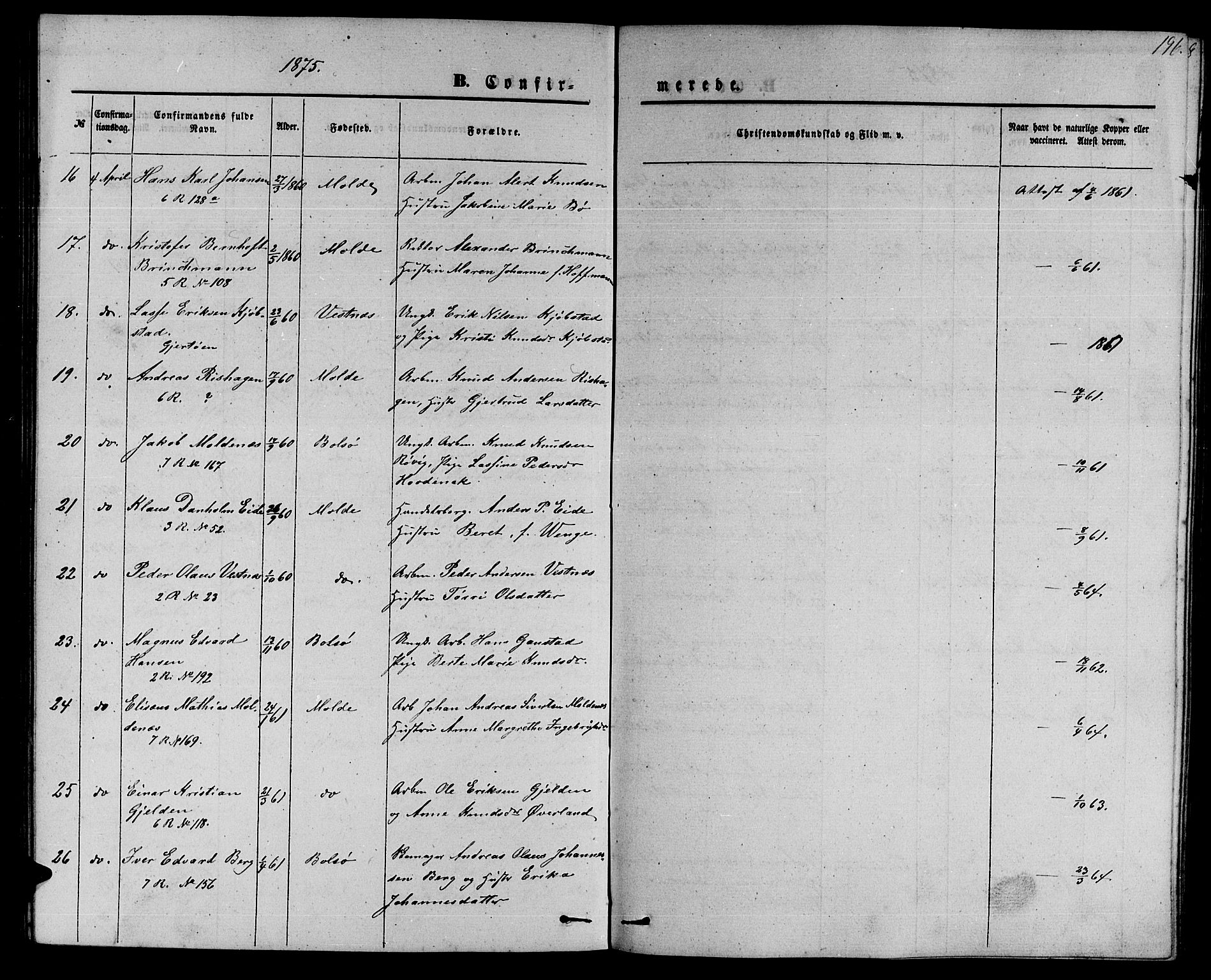 Ministerialprotokoller, klokkerbøker og fødselsregistre - Møre og Romsdal, AV/SAT-A-1454/558/L0701: Parish register (copy) no. 558C02, 1862-1879, p. 196