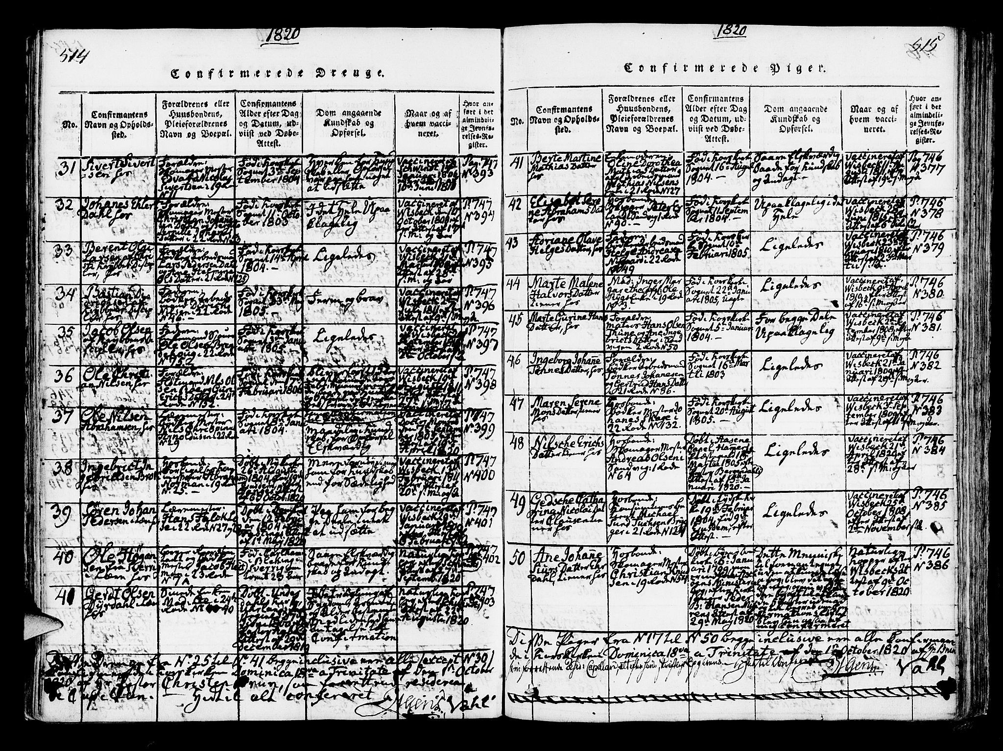 Korskirken sokneprestembete, AV/SAB-A-76101/H/Hab: Parish register (copy) no. A 1b, 1815-1821, p. 514-515