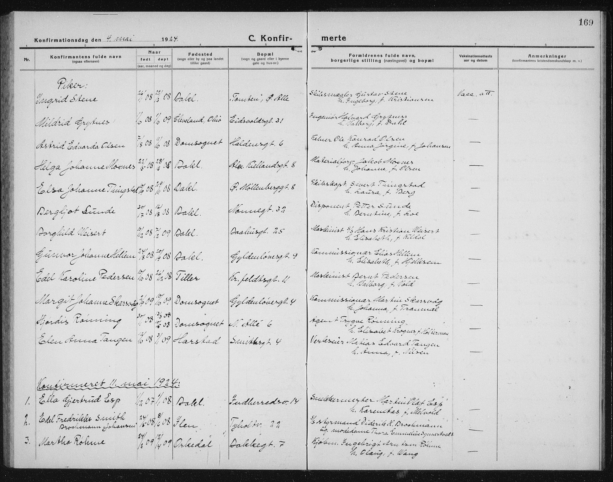 Ministerialprotokoller, klokkerbøker og fødselsregistre - Sør-Trøndelag, AV/SAT-A-1456/604/L0227: Parish register (copy) no. 604C10, 1923-1942, p. 169