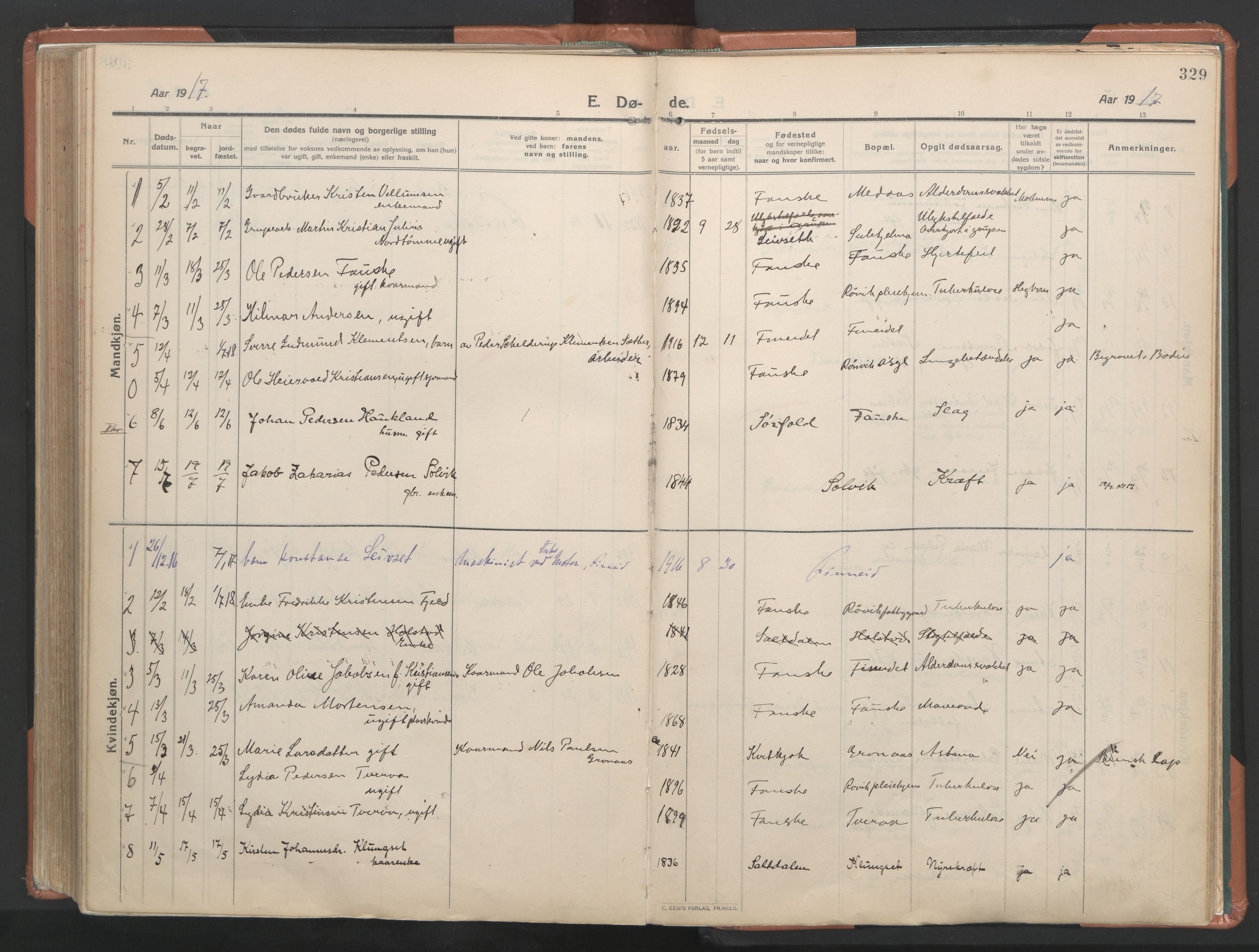 Ministerialprotokoller, klokkerbøker og fødselsregistre - Nordland, SAT/A-1459/849/L0698: Parish register (official) no. 849A09, 1911-1924, p. 329