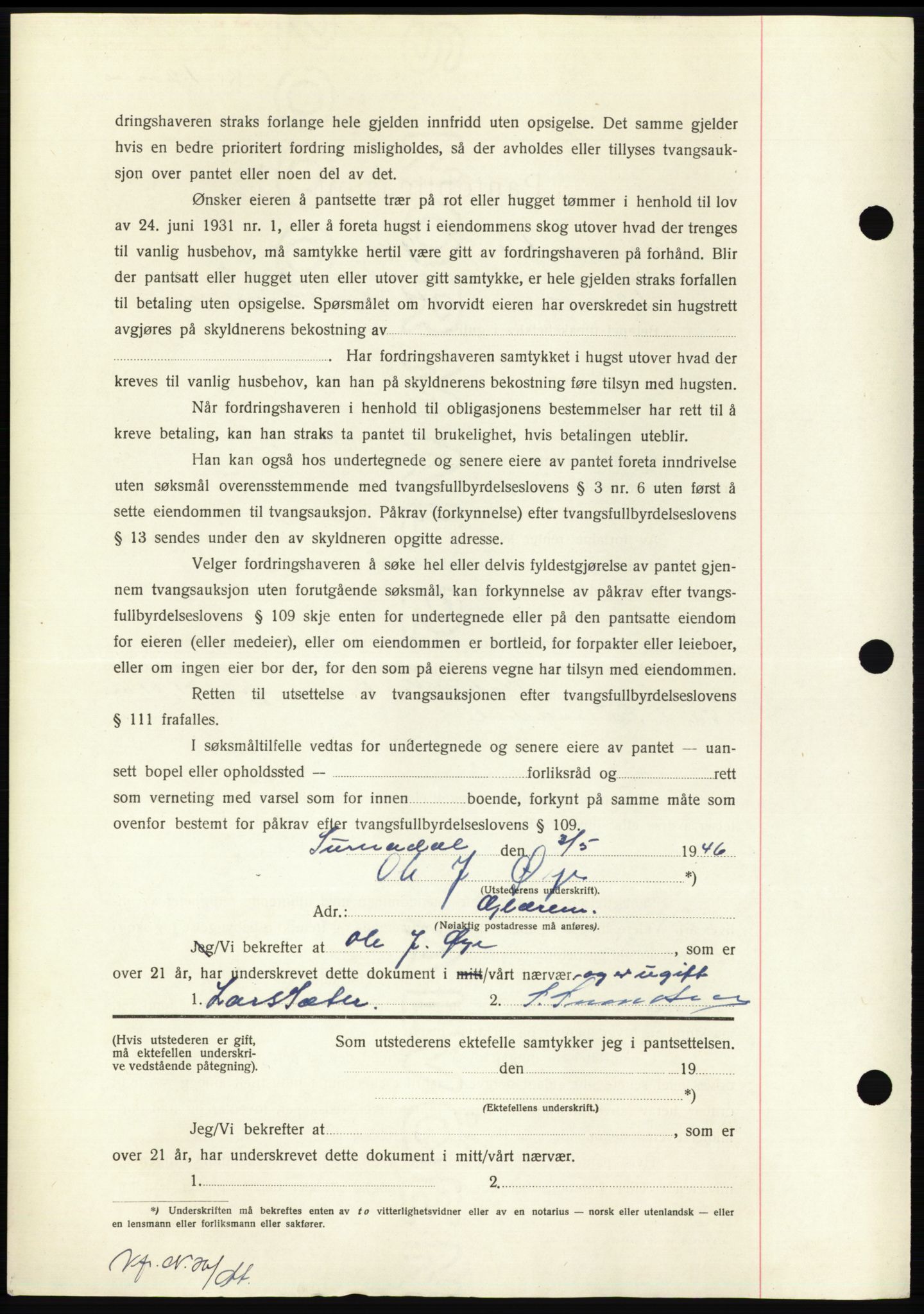 Nordmøre sorenskriveri, AV/SAT-A-4132/1/2/2Ca: Mortgage book no. B94, 1946-1946, Diary no: : 752/1946