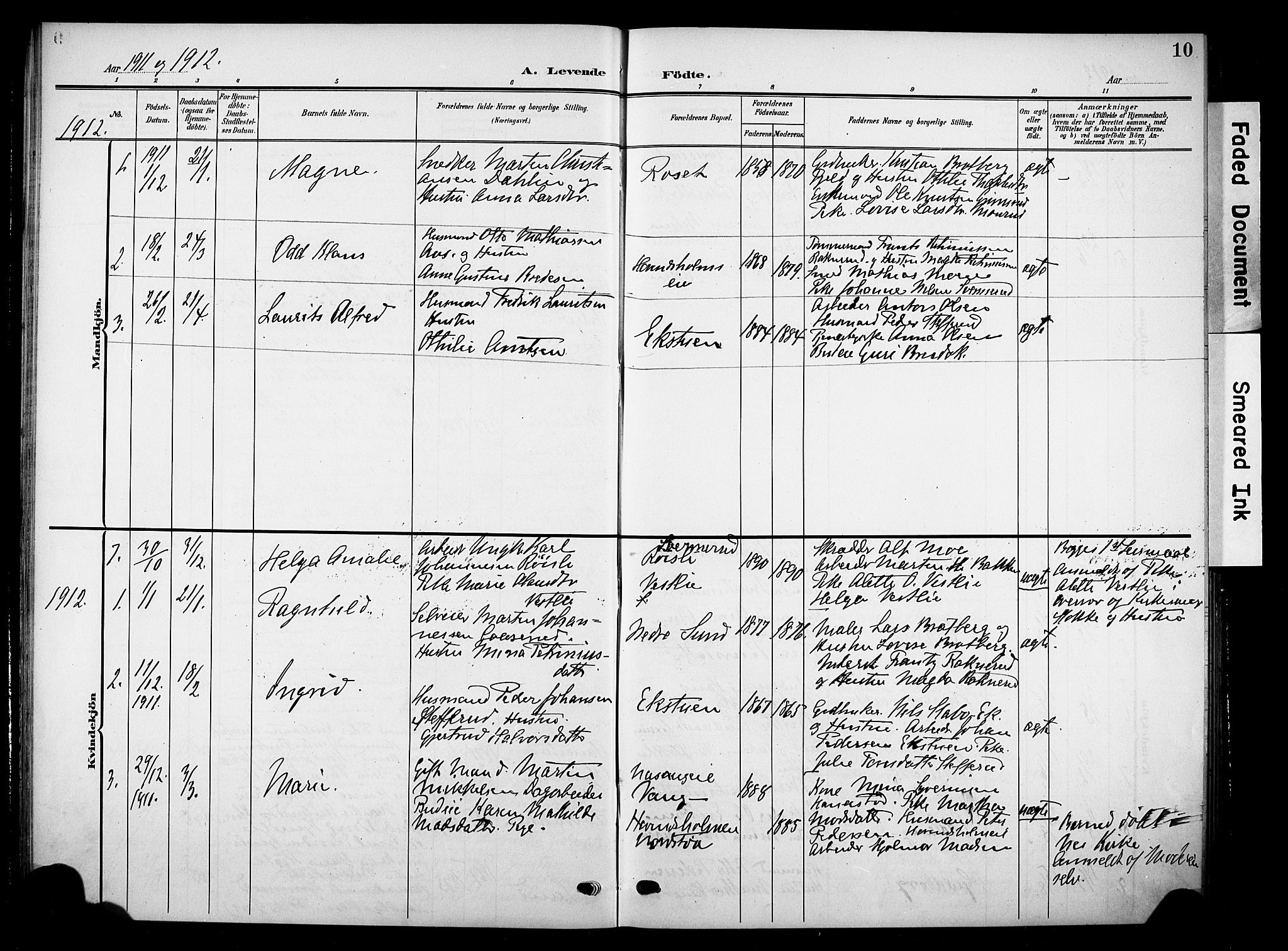 Nes prestekontor, Hedmark, SAH/PREST-020/K/Ka/L0012: Parish register (official) no. 12, 1906-1920, p. 10