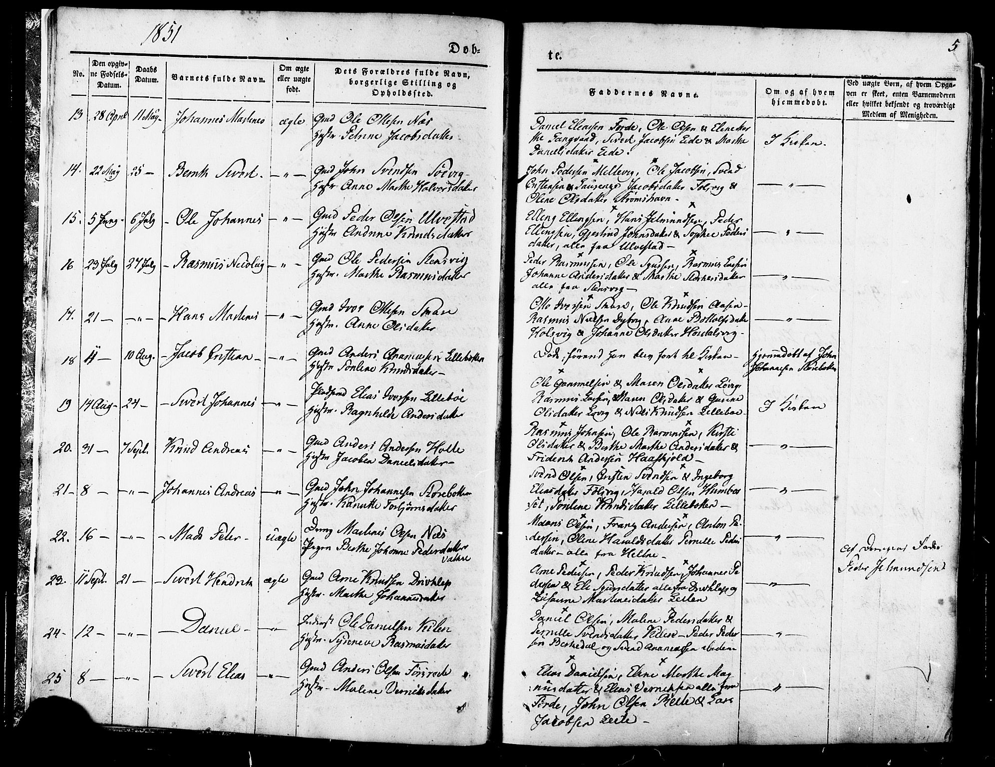 Ministerialprotokoller, klokkerbøker og fødselsregistre - Møre og Romsdal, SAT/A-1454/511/L0140: Parish register (official) no. 511A07, 1851-1878, p. 5