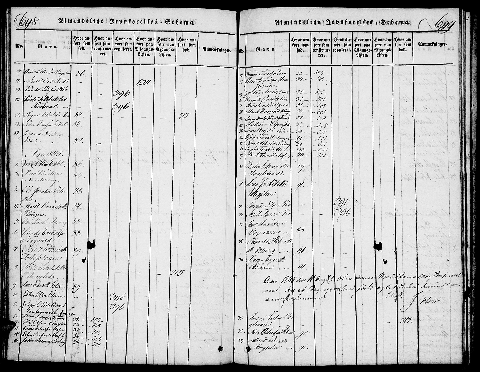 Tolga prestekontor, AV/SAH-PREST-062/L/L0003: Parish register (copy) no. 3, 1815-1862, p. 698-699