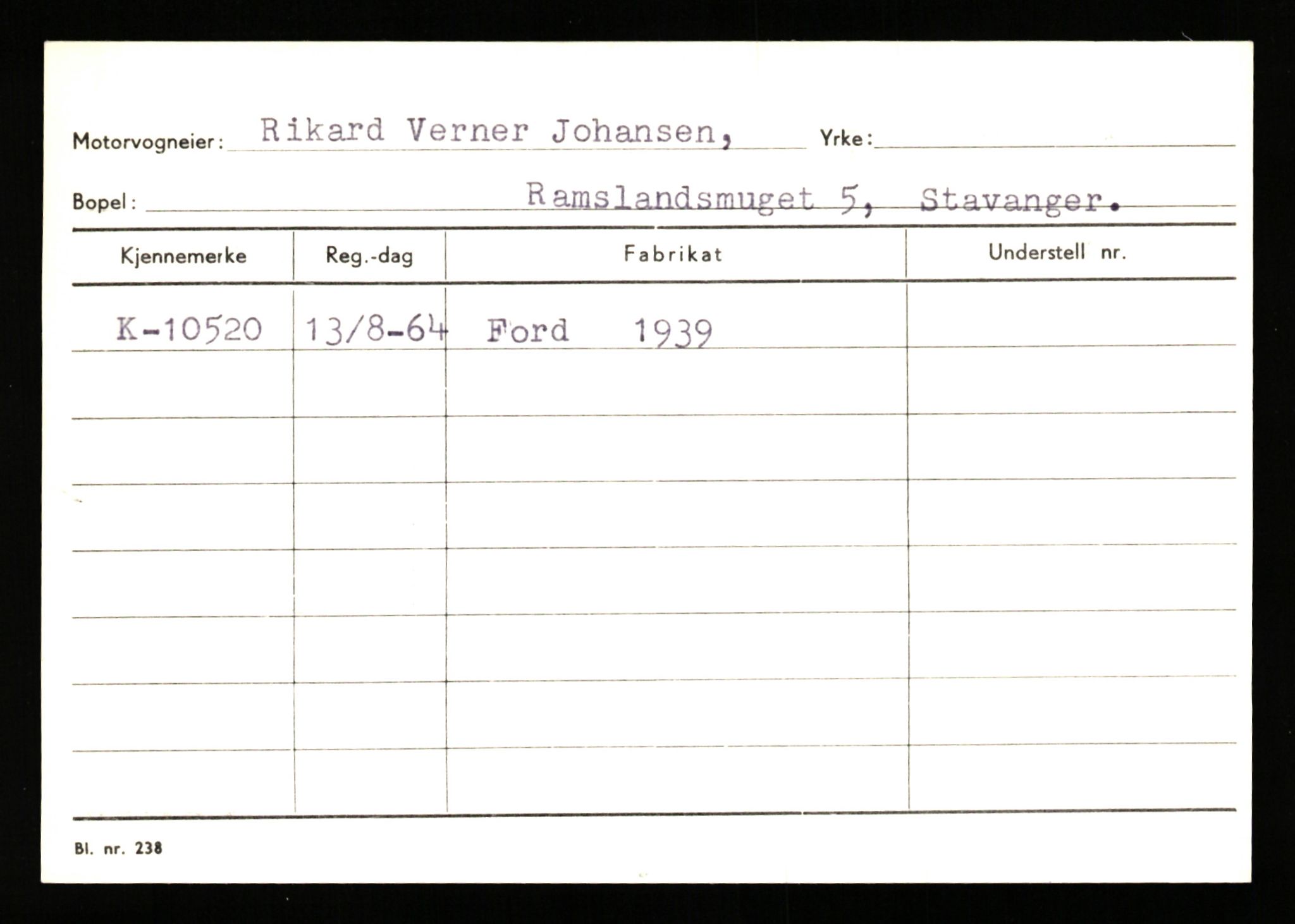 Stavanger trafikkstasjon, SAST/A-101942/0/G/L0003: Registreringsnummer: 10466 - 15496, 1930-1971, p. 65