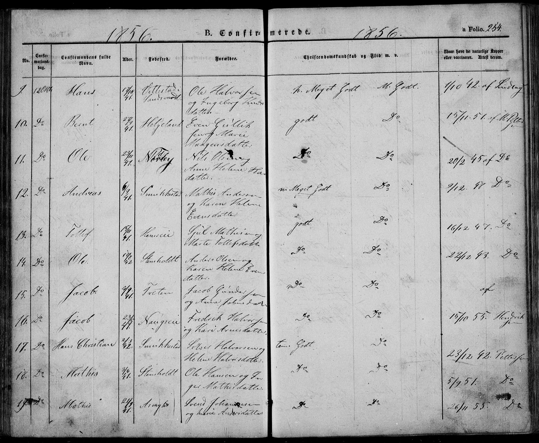 Lardal kirkebøker, SAKO/A-350/F/Fa/L0006: Parish register (official) no. I 6, 1835-1860, p. 254