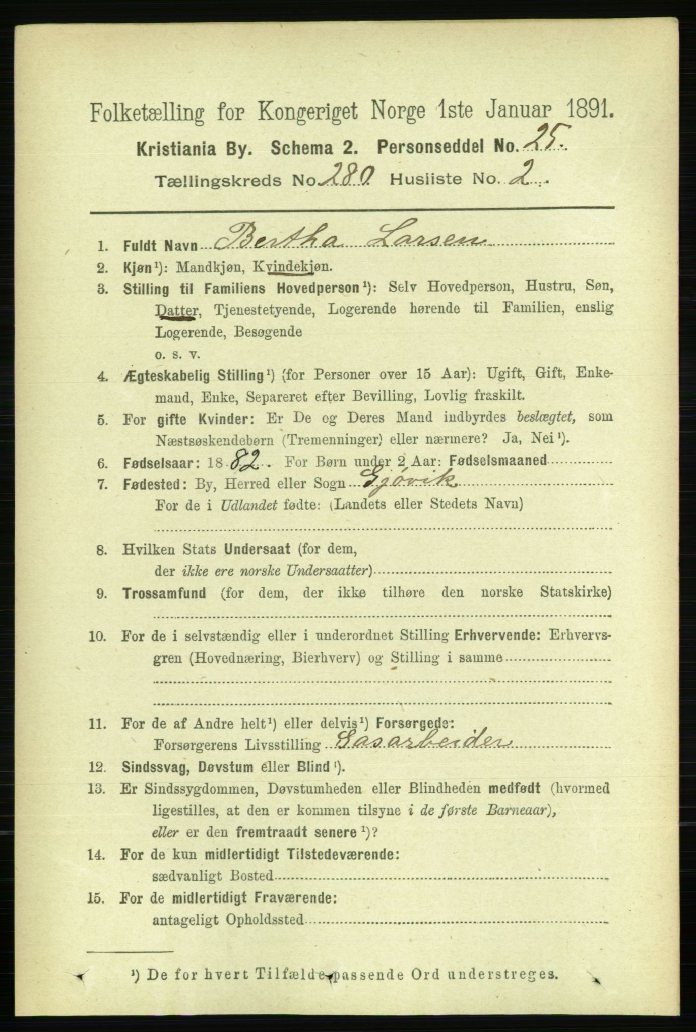 RA, 1891 census for 0301 Kristiania, 1891, p. 170129