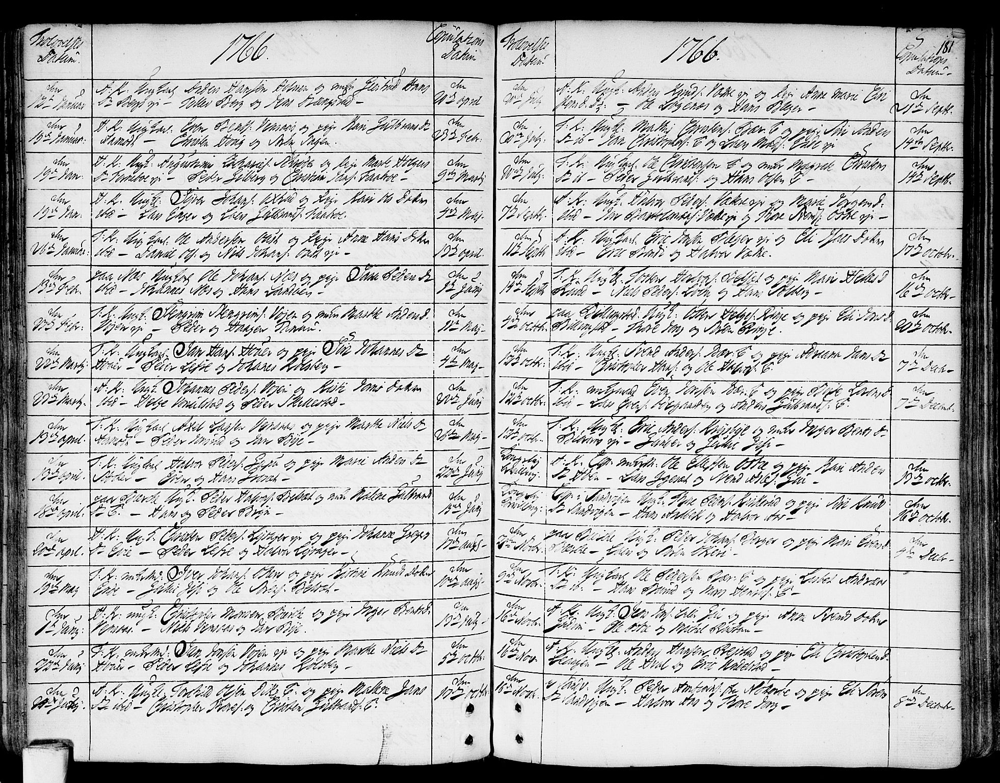 Asker prestekontor Kirkebøker, SAO/A-10256a/F/Fa/L0002: Parish register (official) no. I 2, 1733-1766, p. 181
