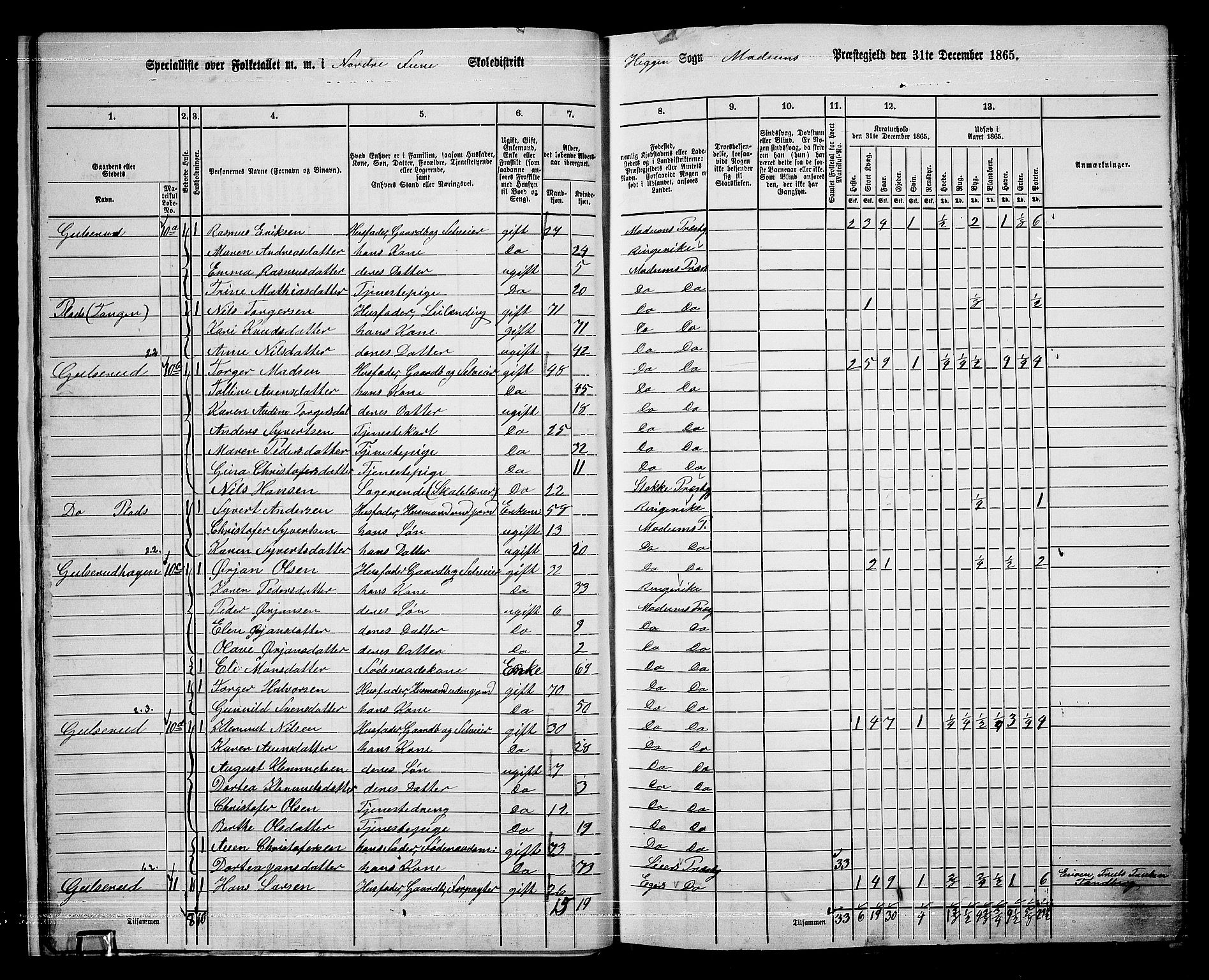 RA, 1865 census for Modum, 1865, p. 25