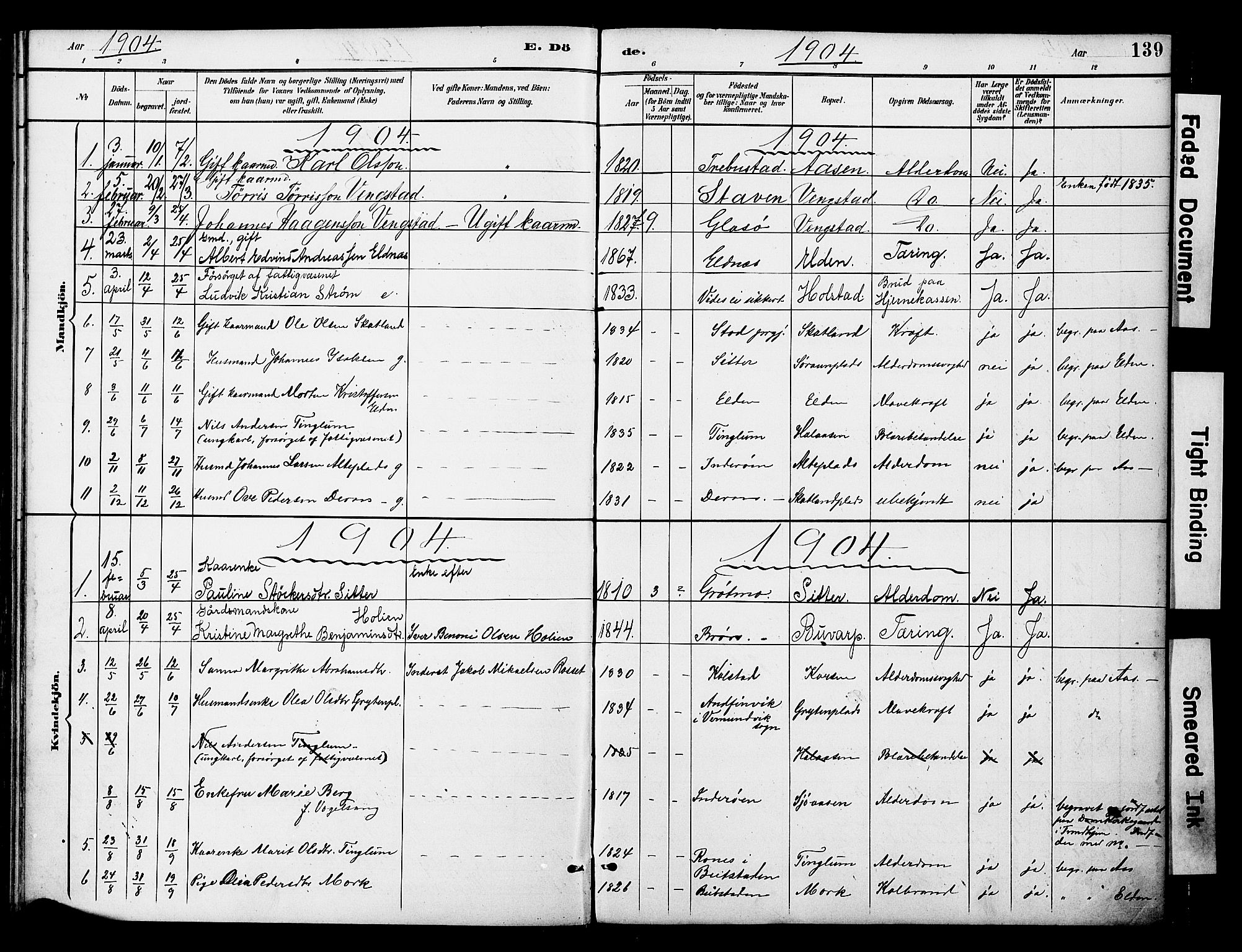 Ministerialprotokoller, klokkerbøker og fødselsregistre - Nord-Trøndelag, AV/SAT-A-1458/742/L0409: Parish register (official) no. 742A02, 1891-1905, p. 139