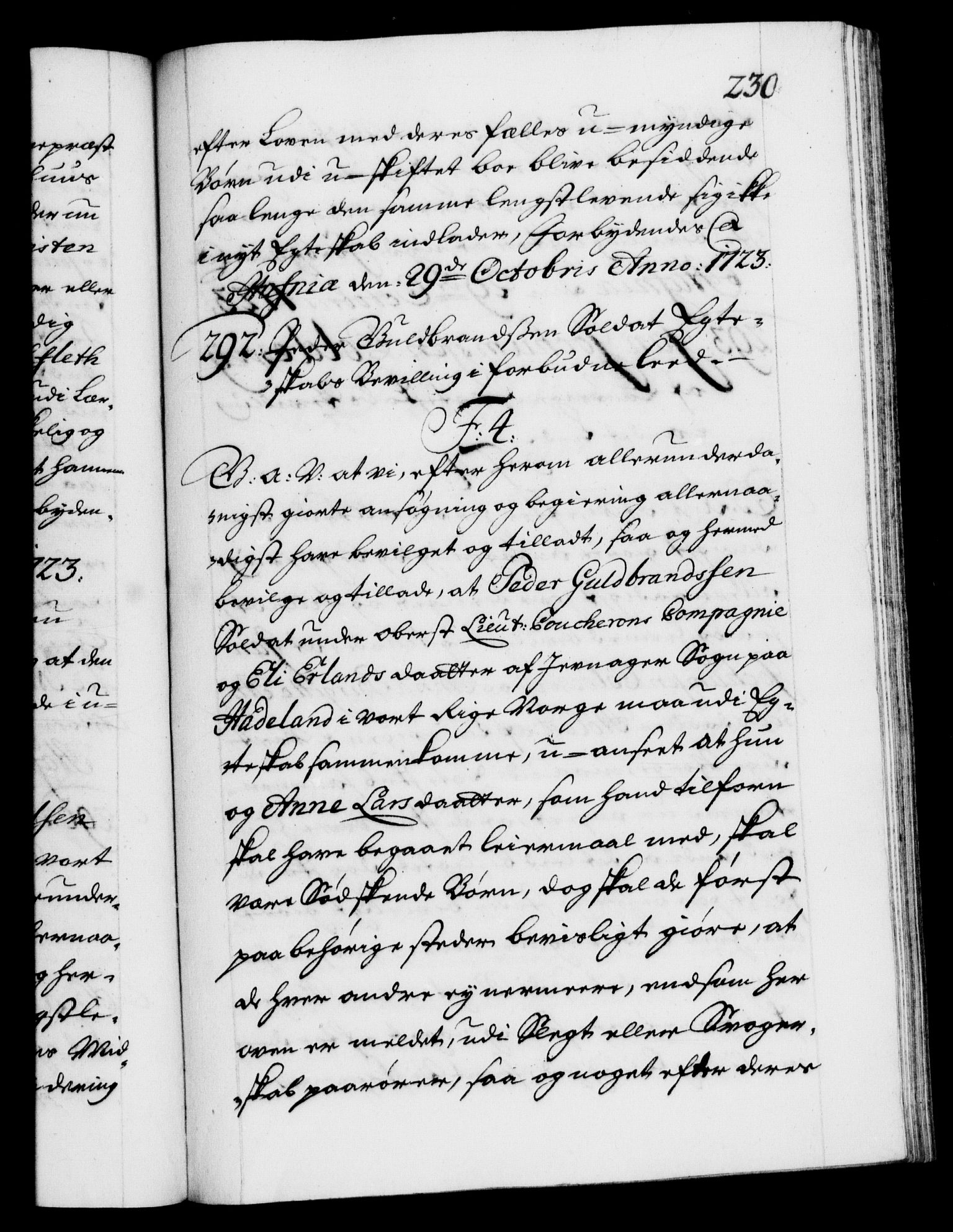 Danske Kanselli 1572-1799, AV/RA-EA-3023/F/Fc/Fca/Fcaa/L0024: Norske registre, 1723-1725, p. 230a