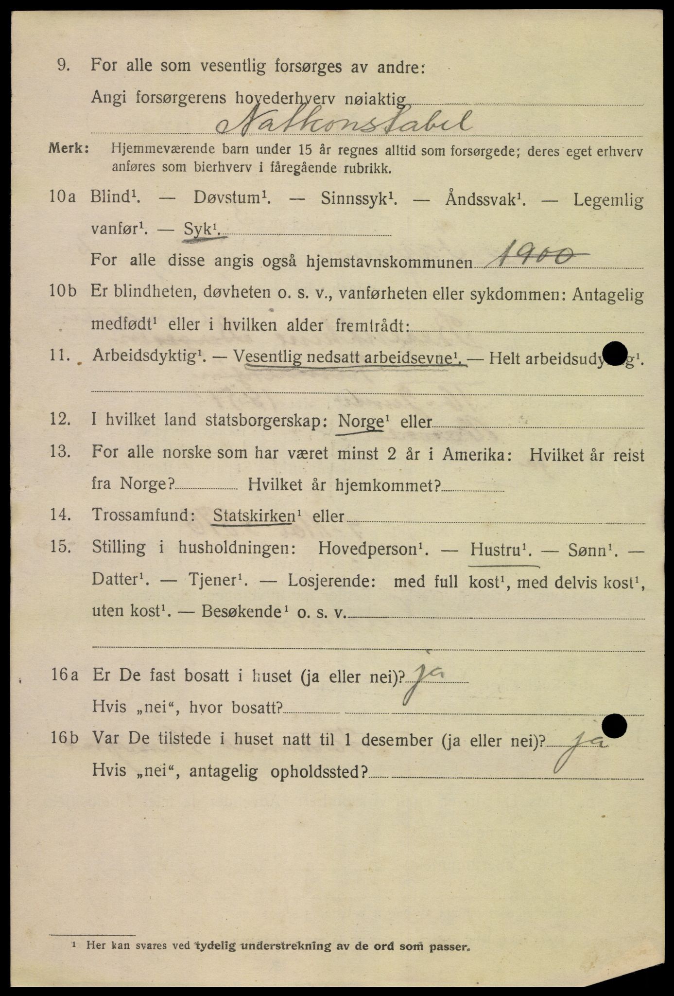 SAK, 1920 census for Farsund, 1920, p. 2568