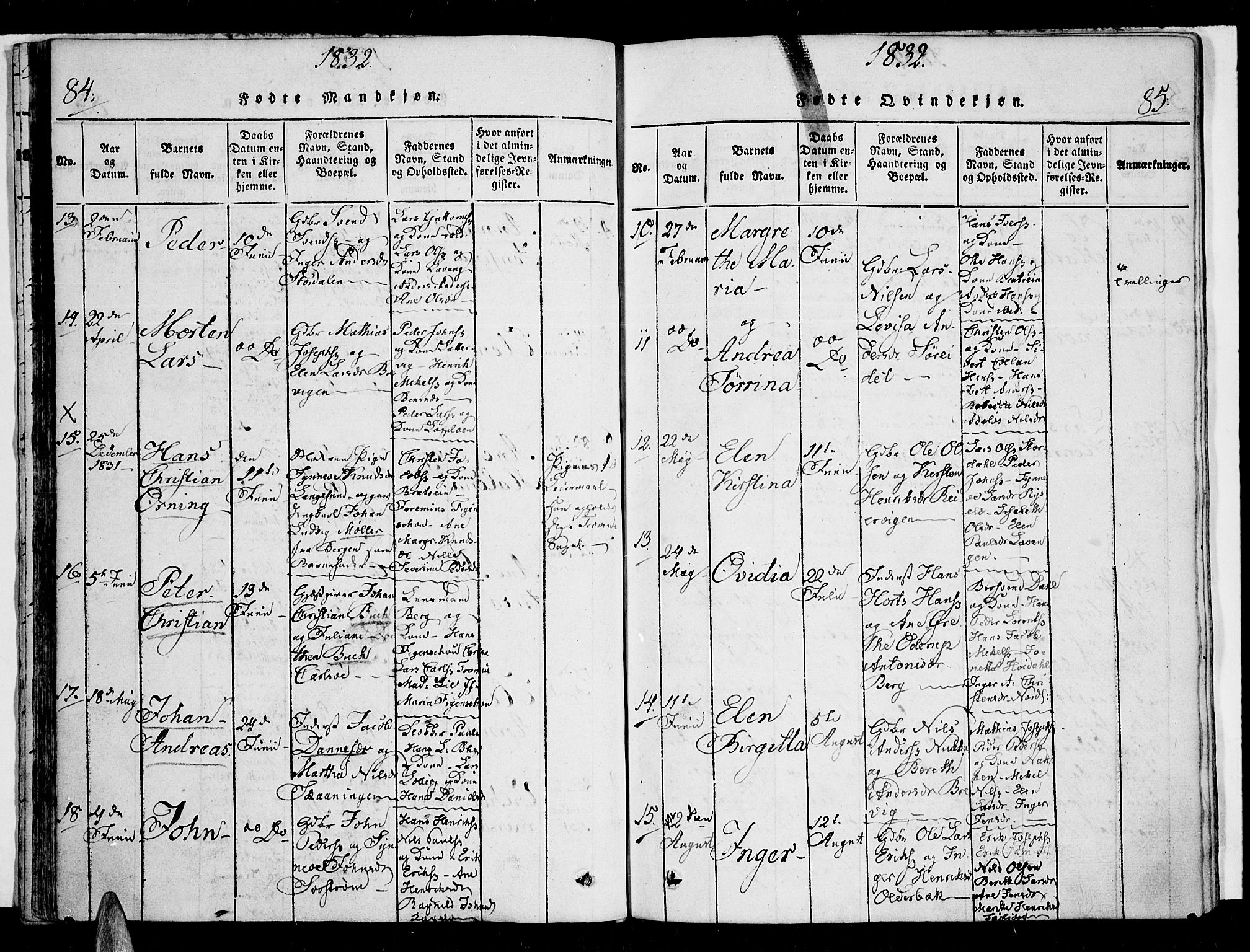 Karlsøy sokneprestembete, SATØ/S-1299/H/Ha/Haa/L0002kirke: Parish register (official) no. 2, 1823-1842, p. 84-85