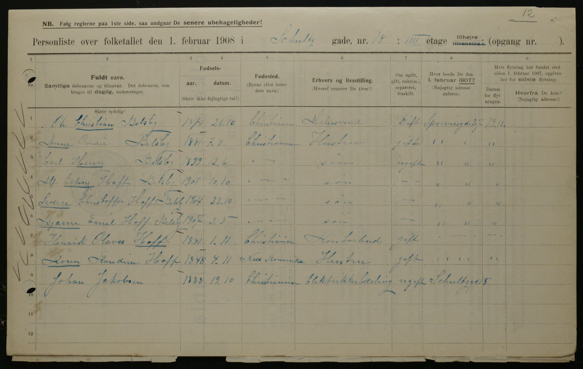 OBA, Municipal Census 1908 for Kristiania, 1908, p. 81758