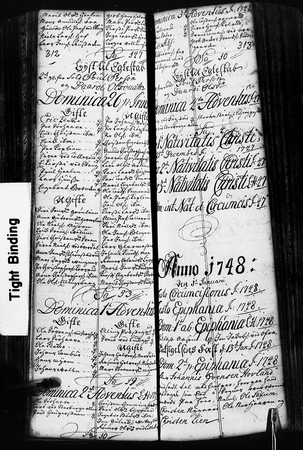 Fåberg prestekontor, SAH/PREST-086/H/Ha/Hab/L0002: Parish register (copy) no. 2, 1741-1756, p. 312-313