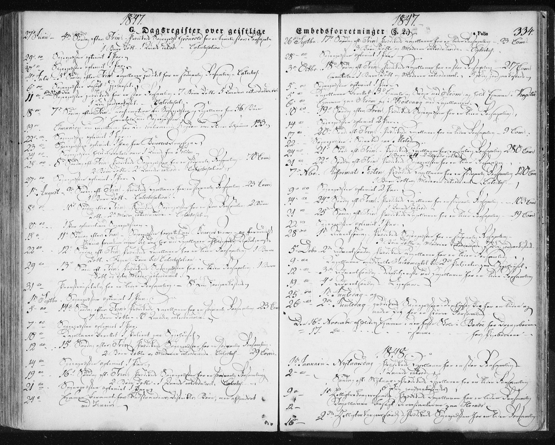 Ministerialprotokoller, klokkerbøker og fødselsregistre - Nordland, SAT/A-1459/801/L0007: Parish register (official) no. 801A07, 1845-1863, p. 334