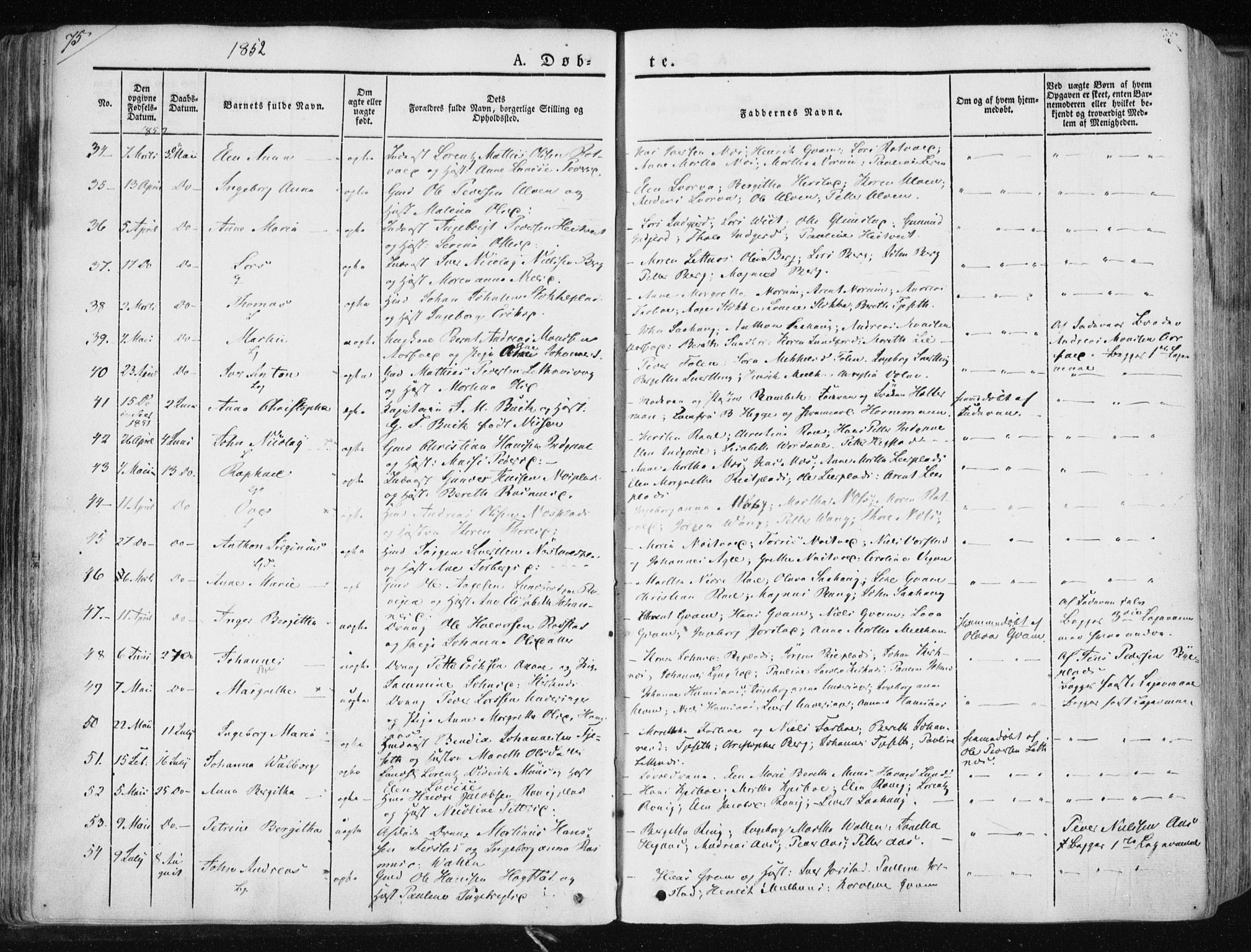 Ministerialprotokoller, klokkerbøker og fødselsregistre - Nord-Trøndelag, SAT/A-1458/730/L0280: Parish register (official) no. 730A07 /1, 1840-1854, p. 75