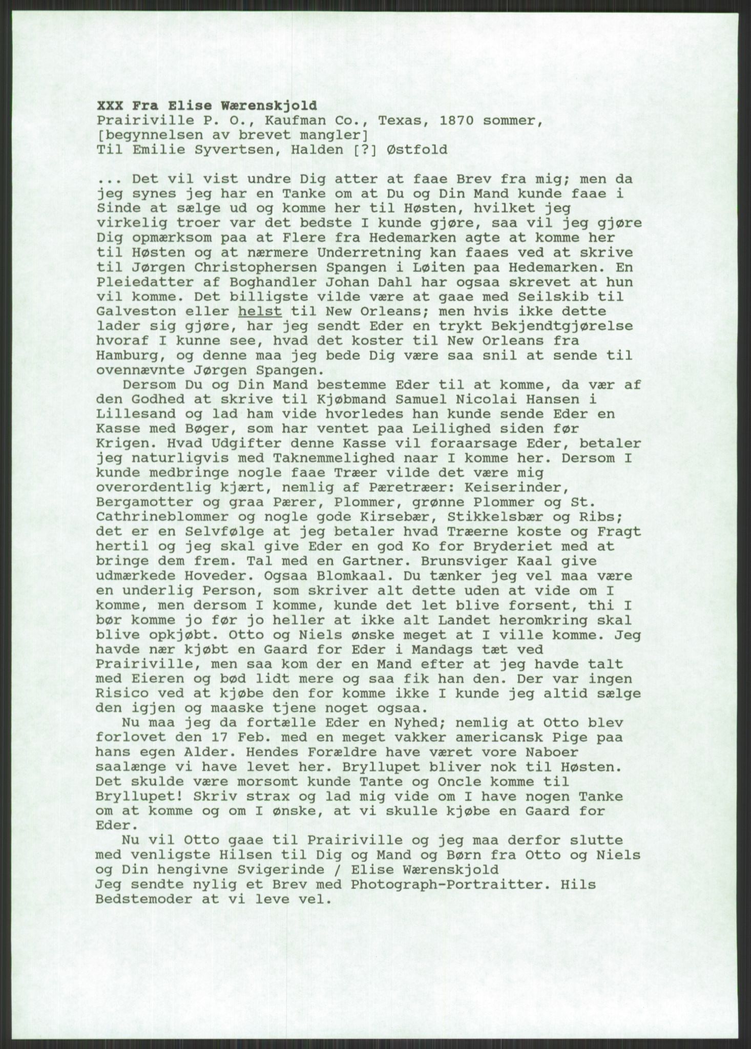 Samlinger til kildeutgivelse, Amerikabrevene, AV/RA-EA-4057/F/L0039: Innlån fra Ole Kolsrud, Buskerud og Ferdinand Næshagen, Østfold, 1860-1972, p. 77