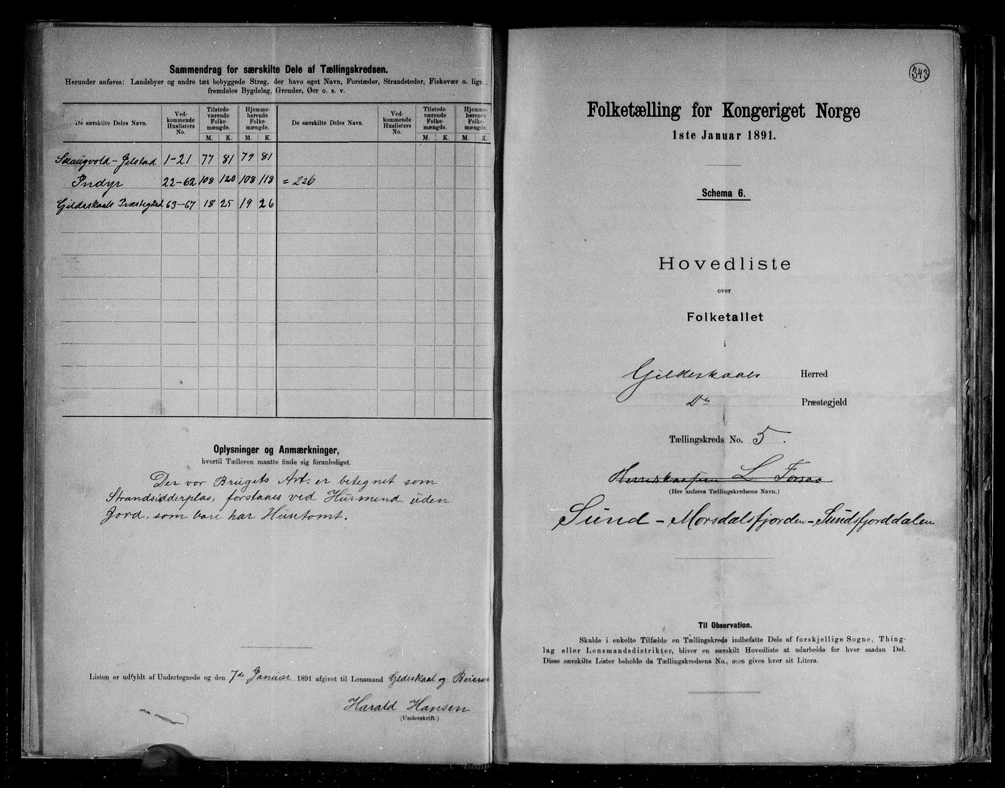 RA, 1891 census for 1838 Gildeskål, 1891, p. 13