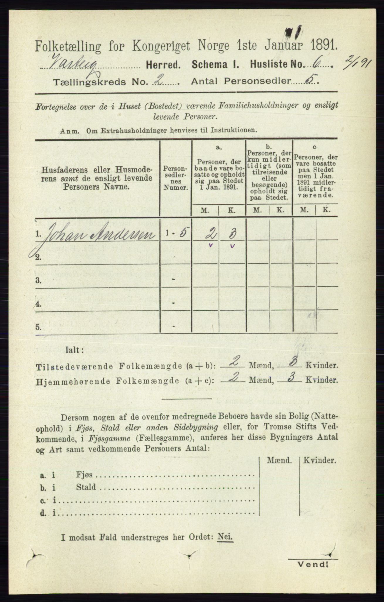 RA, 1891 census for 0114 Varteig, 1891, p. 489