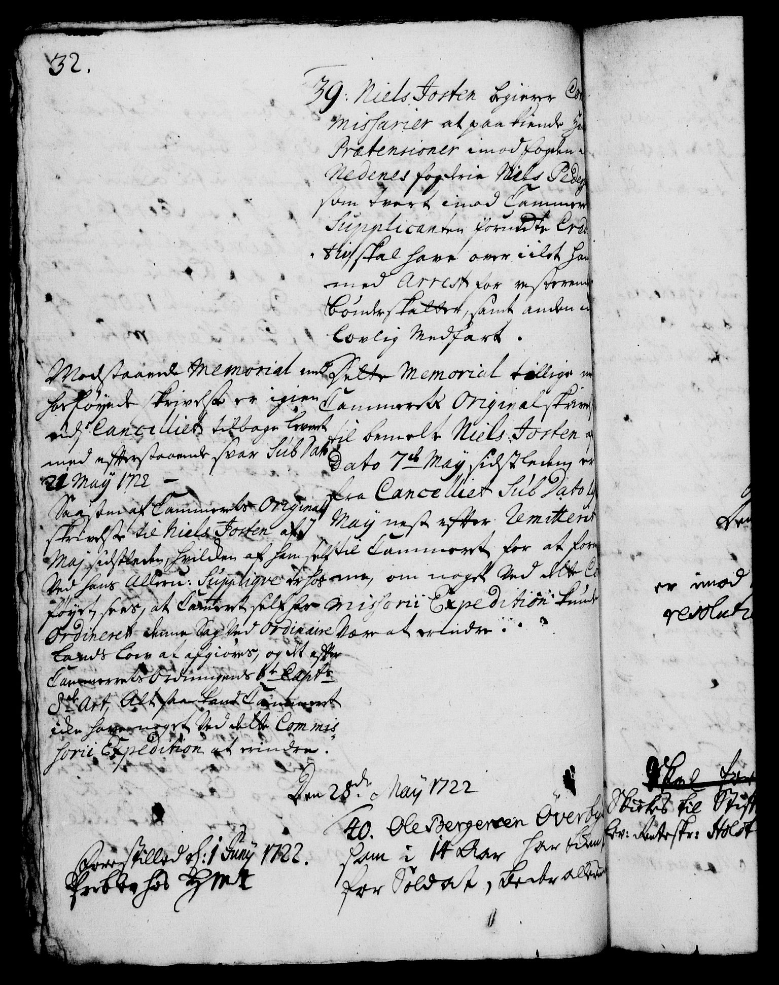 Rentekammeret, Kammerkanselliet, AV/RA-EA-3111/G/Gh/Gha/L0005: Norsk ekstraktmemorialprotokoll (merket RK 53.50), 1721-1723, p. 32