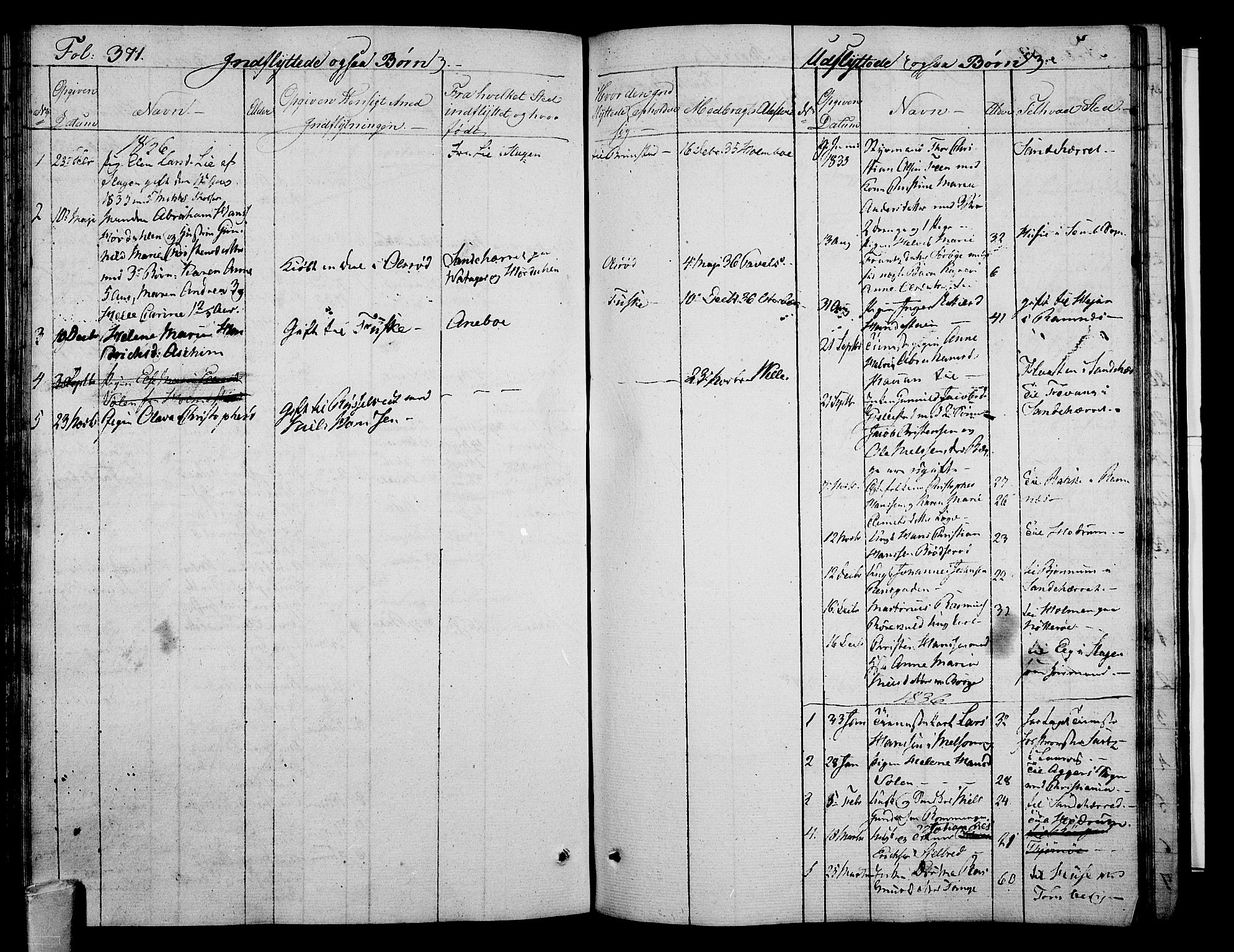 Stokke kirkebøker, AV/SAKO-A-320/F/Fa/L0006: Parish register (official) no. I 6, 1826-1843, p. 371