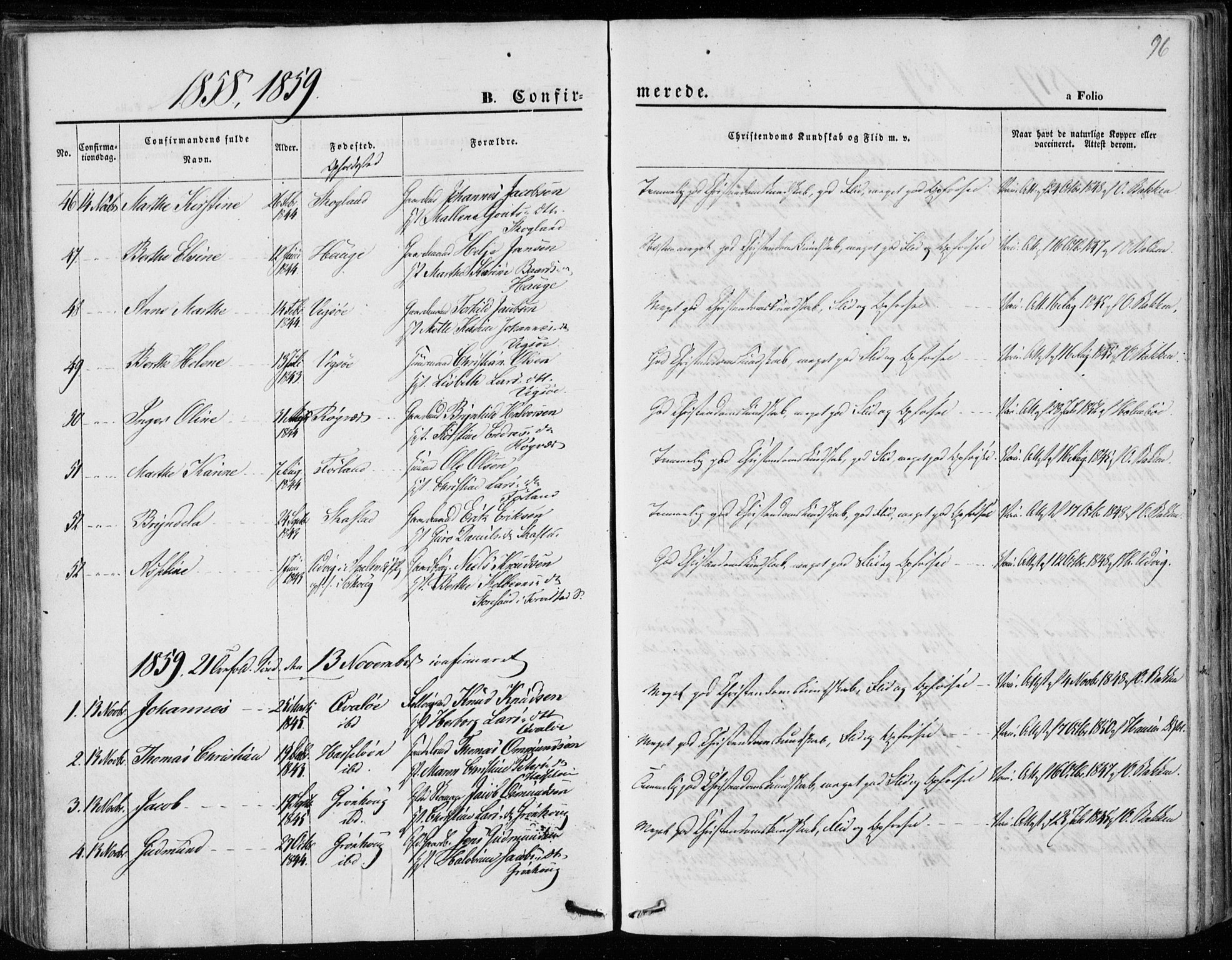 Torvastad sokneprestkontor, AV/SAST-A -101857/H/Ha/Haa/L0011: Parish register (official) no. A 11, 1857-1866, p. 96