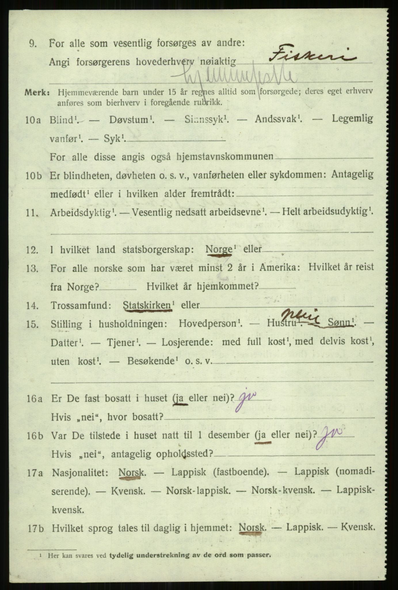 SATØ, 1920 census for Torsken, 1920, p. 555