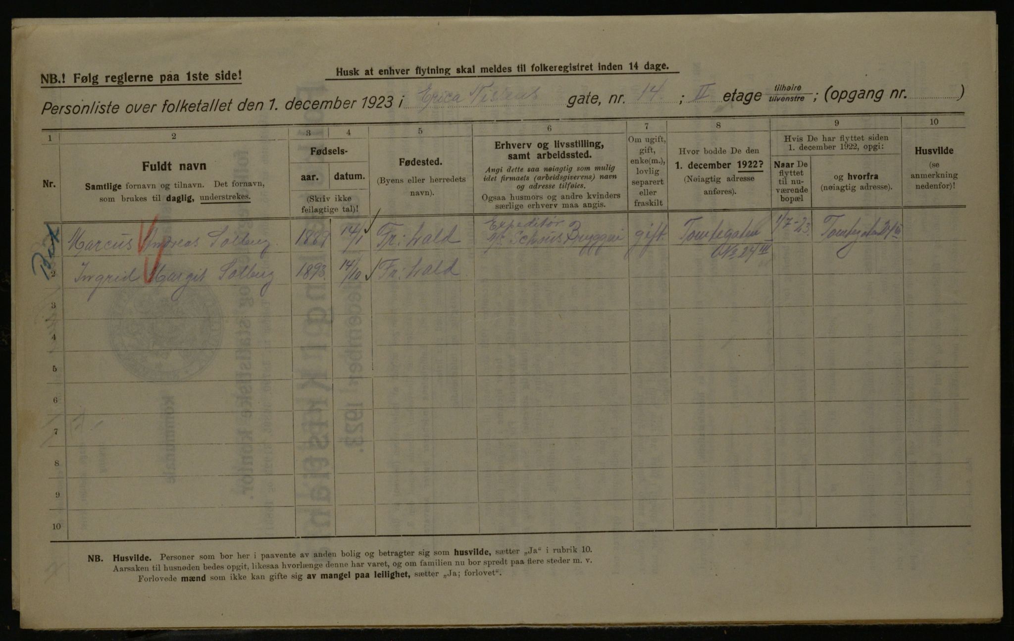 OBA, Municipal Census 1923 for Kristiania, 1923, p. 24737