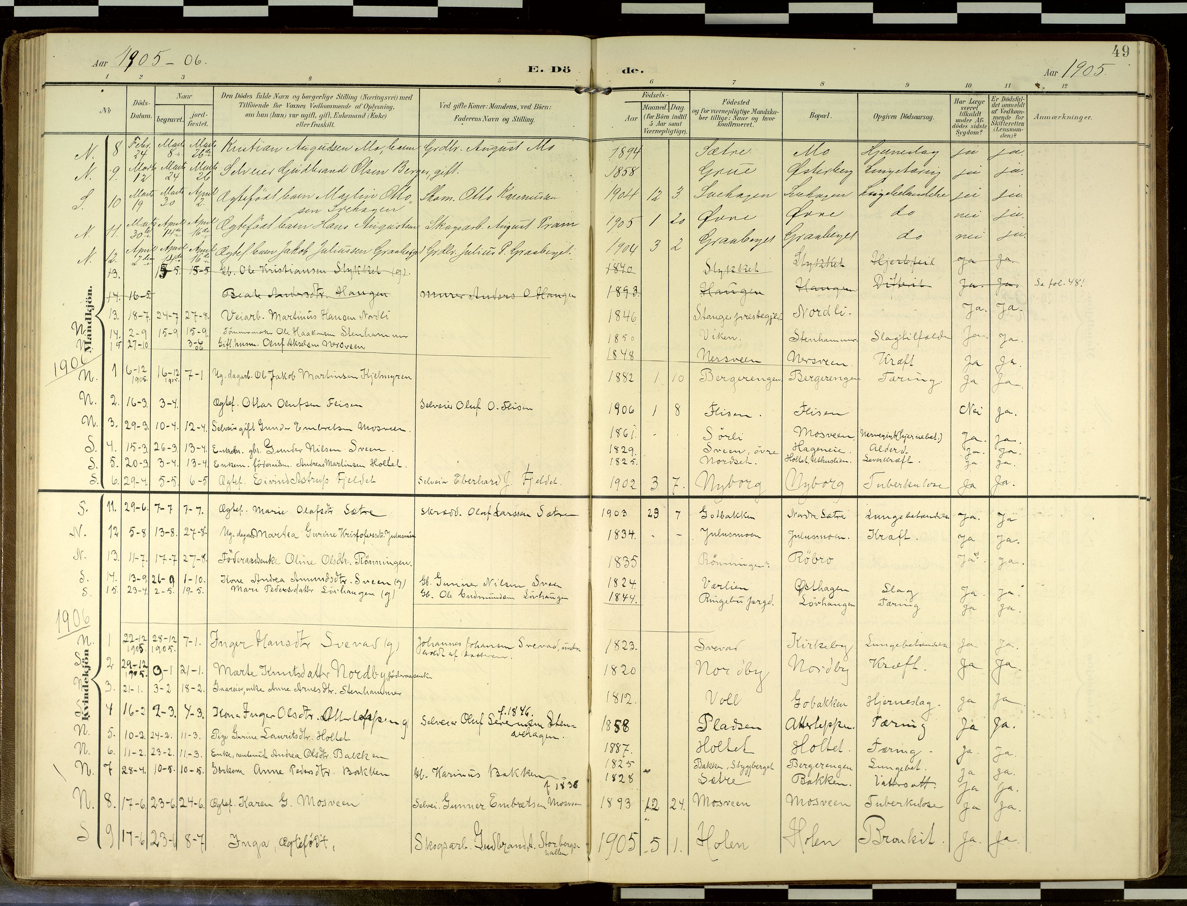 Elverum prestekontor, AV/SAH-PREST-044/H/Ha/Haa/L0019: Parish register (official) no. 19, 1903-1926, p. 49