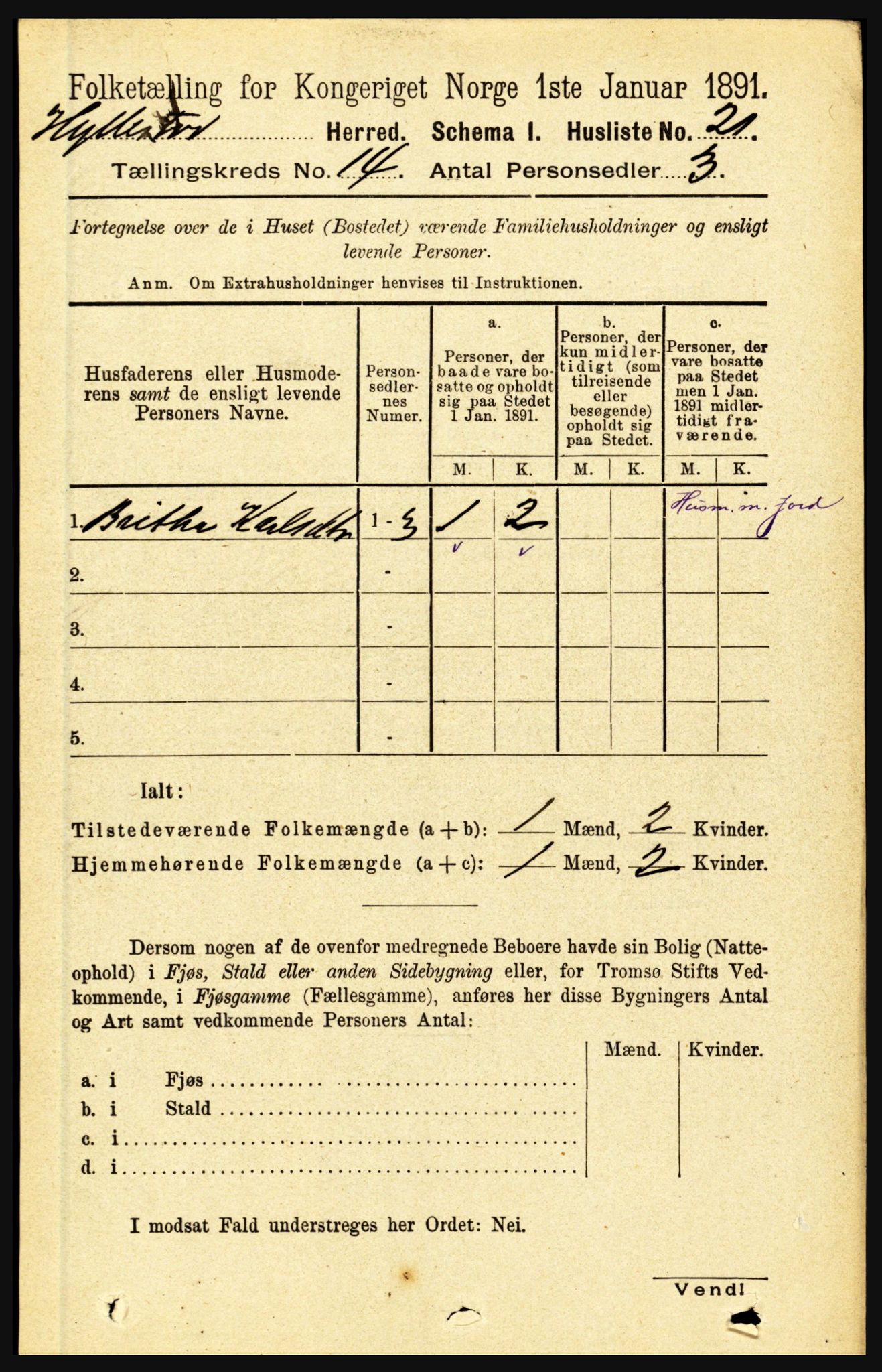 RA, 1891 census for 1413 Hyllestad, 1891, p. 2533