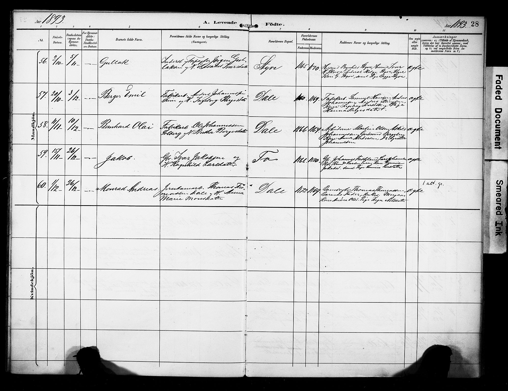 Evanger sokneprestembete, AV/SAB-A-99924: Parish register (official) no. A 2, 1892-1899, p. 28