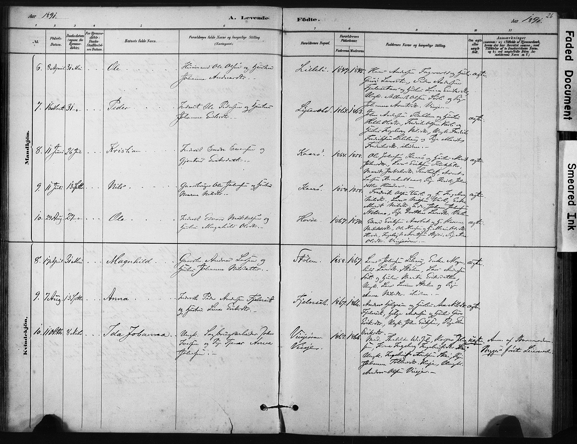 Ministerialprotokoller, klokkerbøker og fødselsregistre - Sør-Trøndelag, AV/SAT-A-1456/631/L0512: Parish register (official) no. 631A01, 1879-1912, p. 26