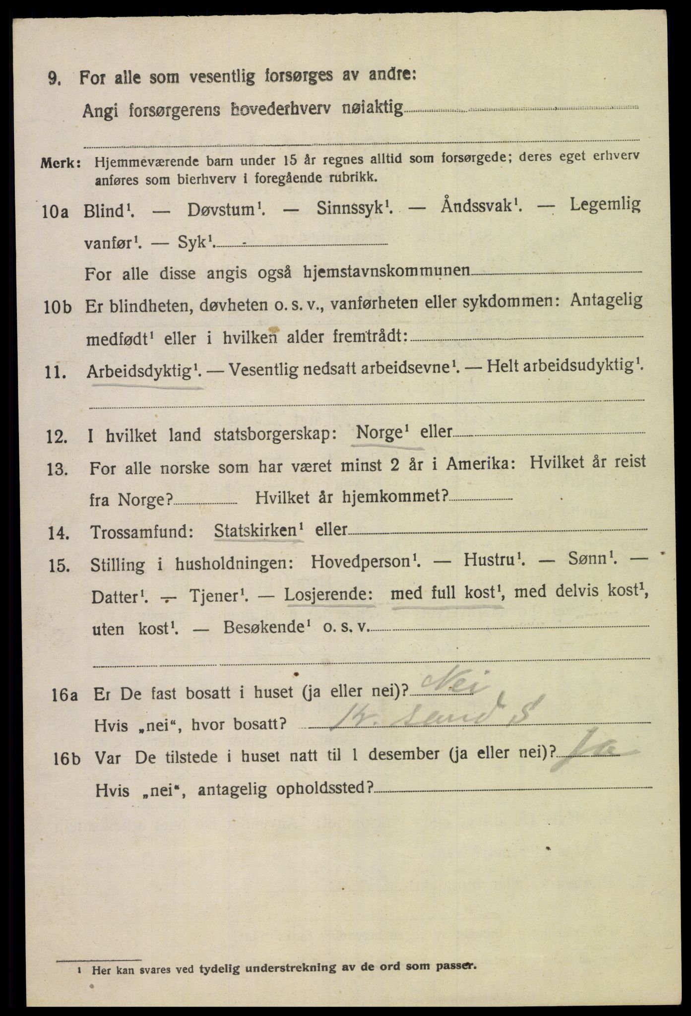 SAK, 1920 census for Åseral, 1920, p. 1183