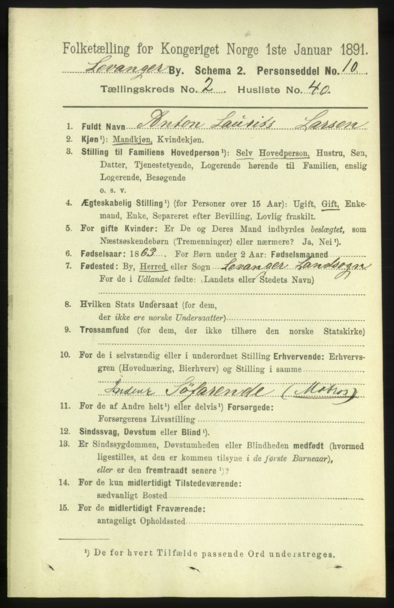 RA, 1891 census for 1701 Levanger, 1891, p. 814