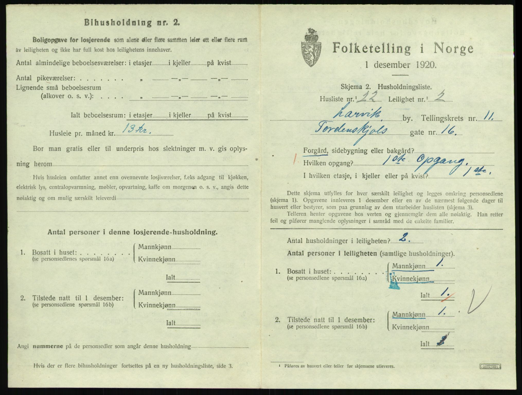 SAKO, 1920 census for Larvik, 1920, p. 7970