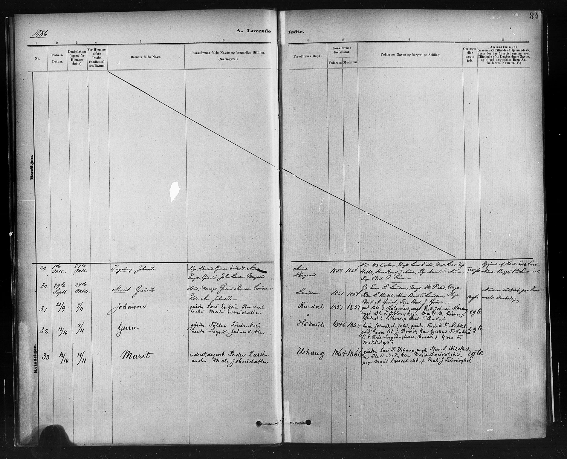 Ministerialprotokoller, klokkerbøker og fødselsregistre - Møre og Romsdal, AV/SAT-A-1454/598/L1069: Parish register (official) no. 598A03, 1882-1895, p. 34