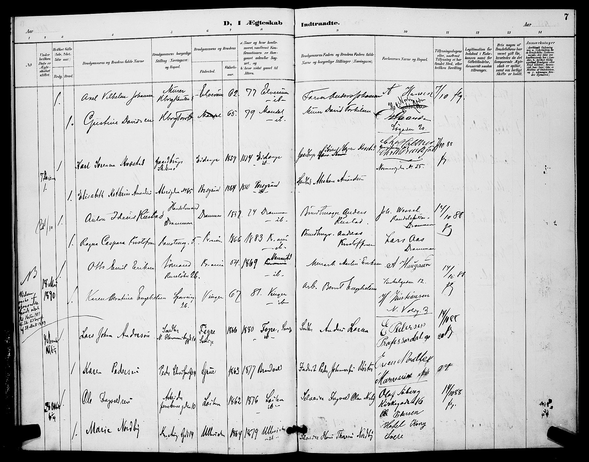 Trefoldighet prestekontor Kirkebøker, AV/SAO-A-10882/H/Ha/L0004: Banns register no. 4, 1888-1894, p. 7