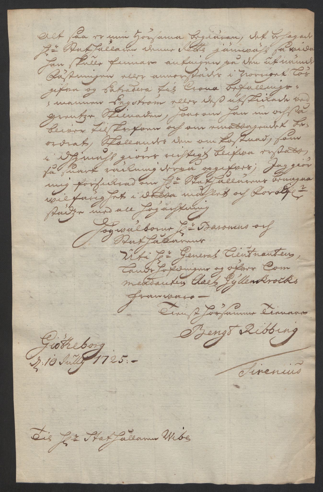 Kommanderende general (KG I) med Det norske krigsdirektorium, AV/RA-EA-5419/D/L0153: Fredriksten festning: Brev, inventarfortegnelser og regnskapsekstrakter, 1724-1729, p. 268